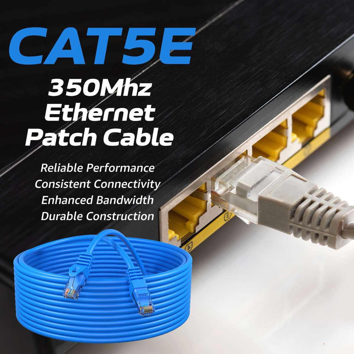 Cables Direct Online Cat5E 15Ft Network Ethernet Patch Cable, 350Mhz Internet Wire, Compatible With Pc, Laptop, Modem, Router, T