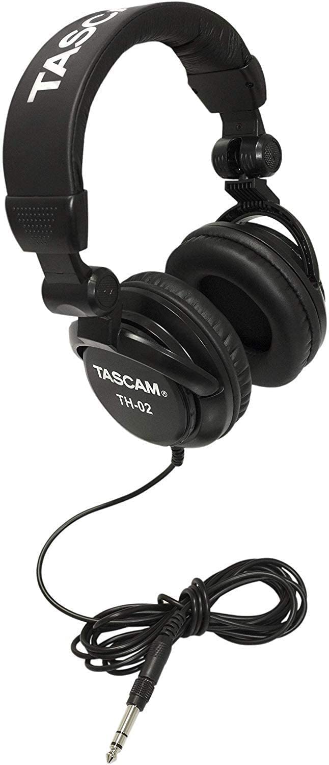 Tascam Th 02 B Professional Studio Monitor Headphones, Wired, Over Ear   For Recording, Podcast, Dj, Music And Guitar, With 1/4