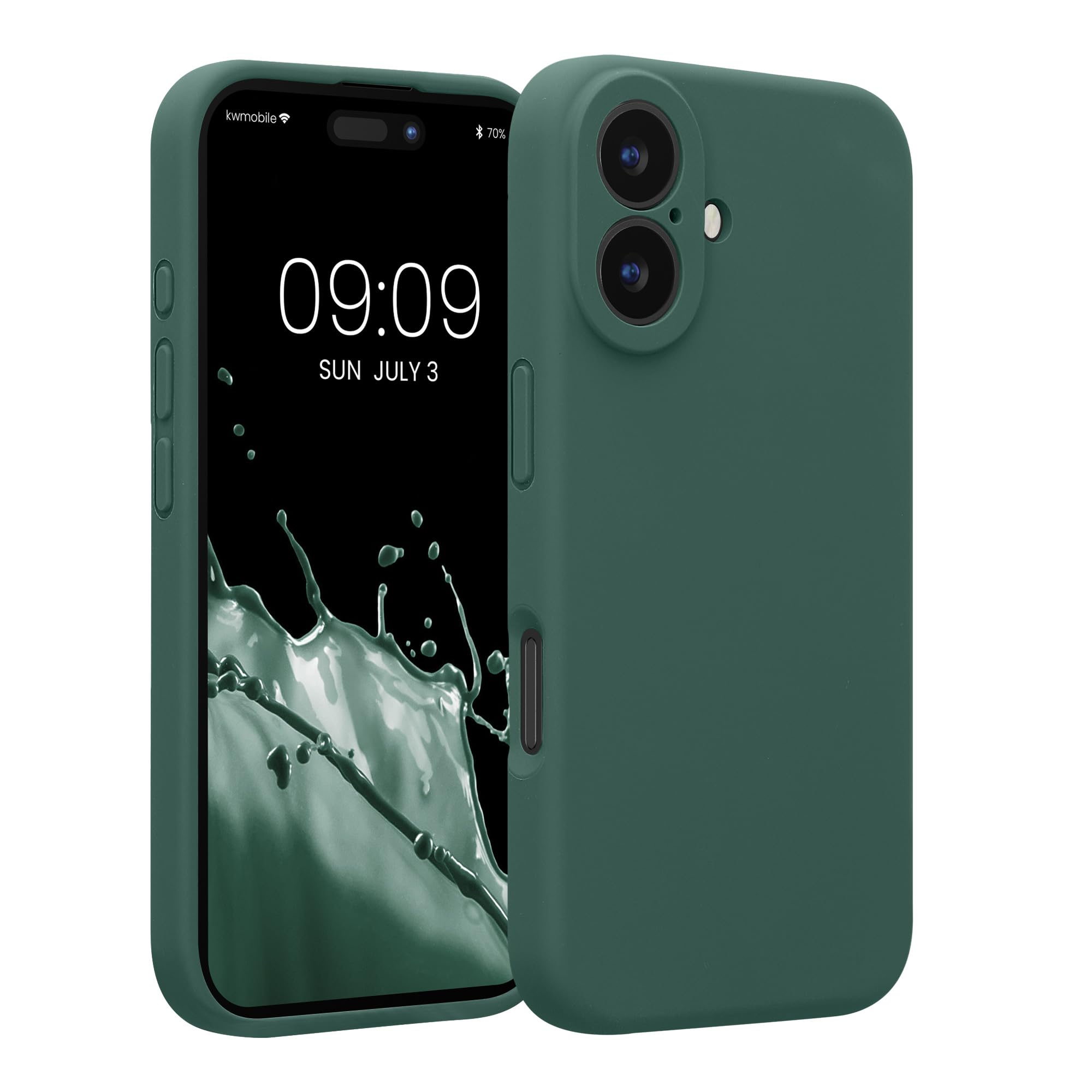 kwmobile Case Compatible with Apple iPhone 16 Case - Slim TPU Silicone Phone Cover - Soft Touch Finish - Forest Green