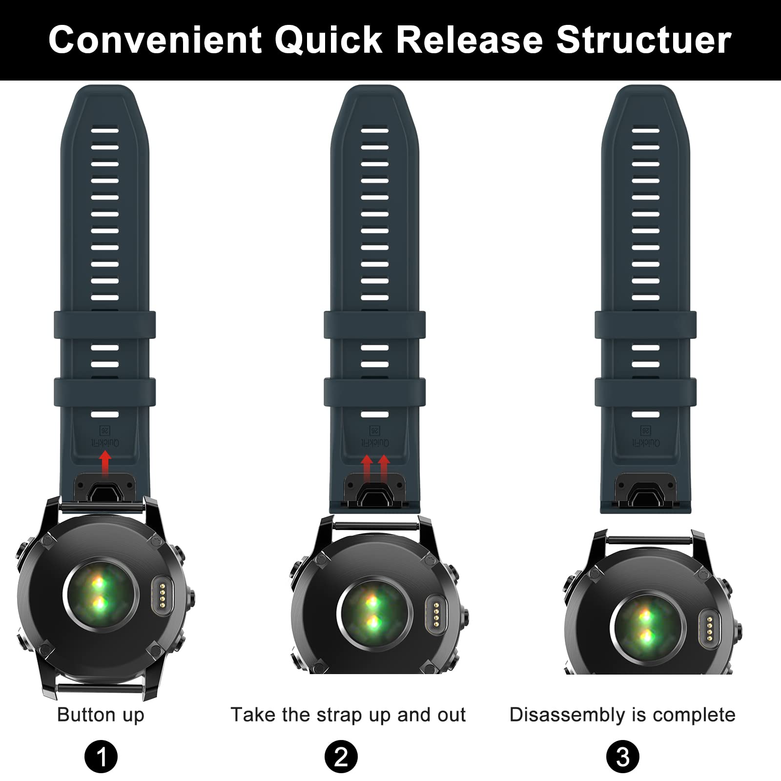 Overstep Compatible With Fenix 7X Band, 26Mm Width Soft Silicone Watch Strap For Garmin Fenix 5X/Fenix 5X Plus/Fenix 6X/Fenix 6X