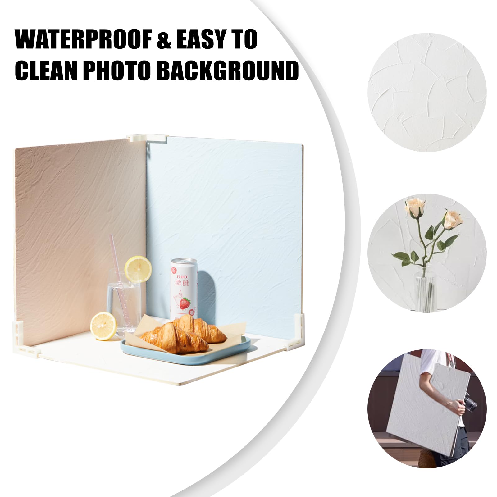 5 Pcs Cement Boards Photo Backdrop For Flat Lay, Food Photography Background 16X16 Inch, Texture Backdrop Boards For Product Foo