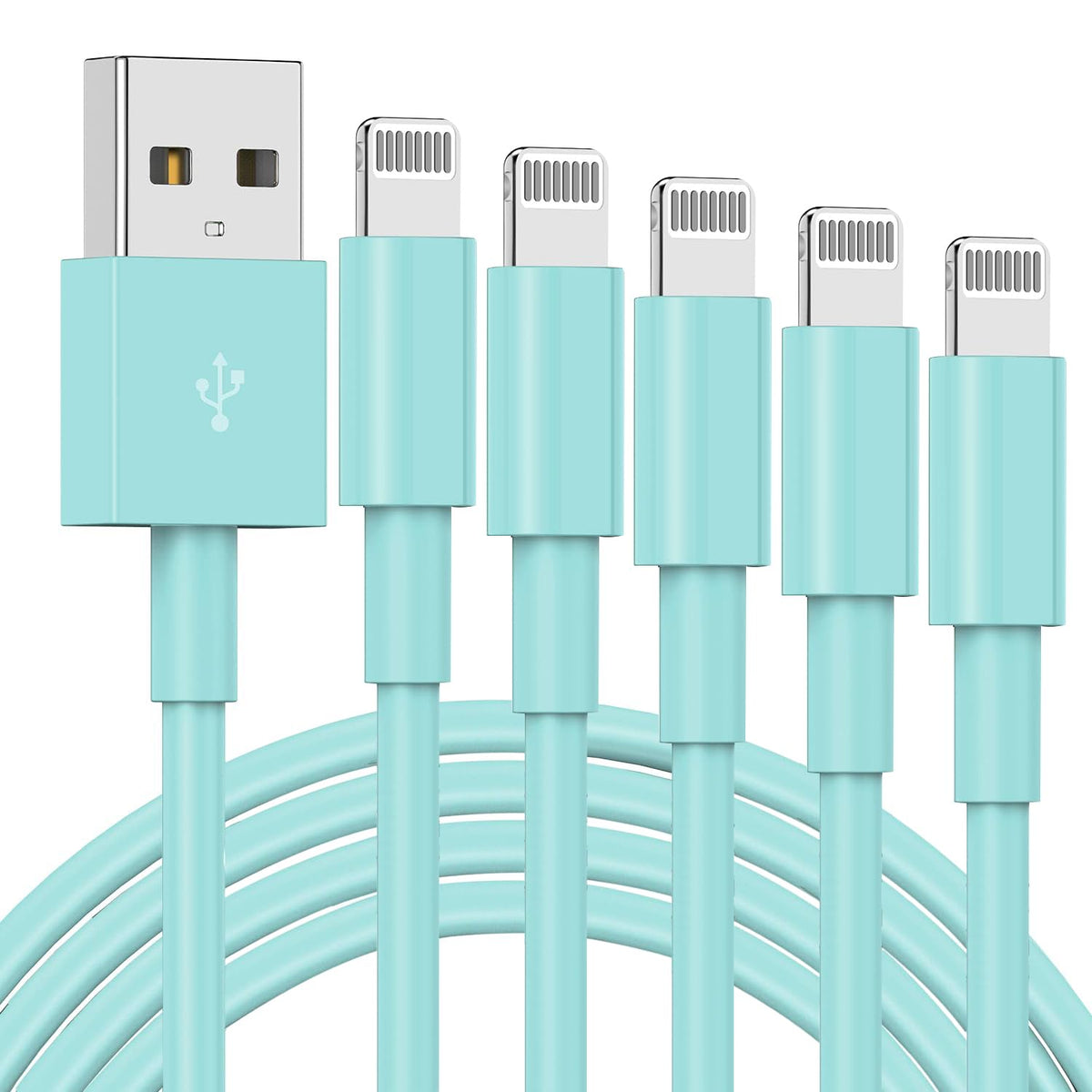 5 Pack Apple Mfi Certified Charger Cable 10 Ft, Lightning To Usb Cable Cord 10 Foot, 2.4A Fast Charging,Apple Phone 10 Feet Long