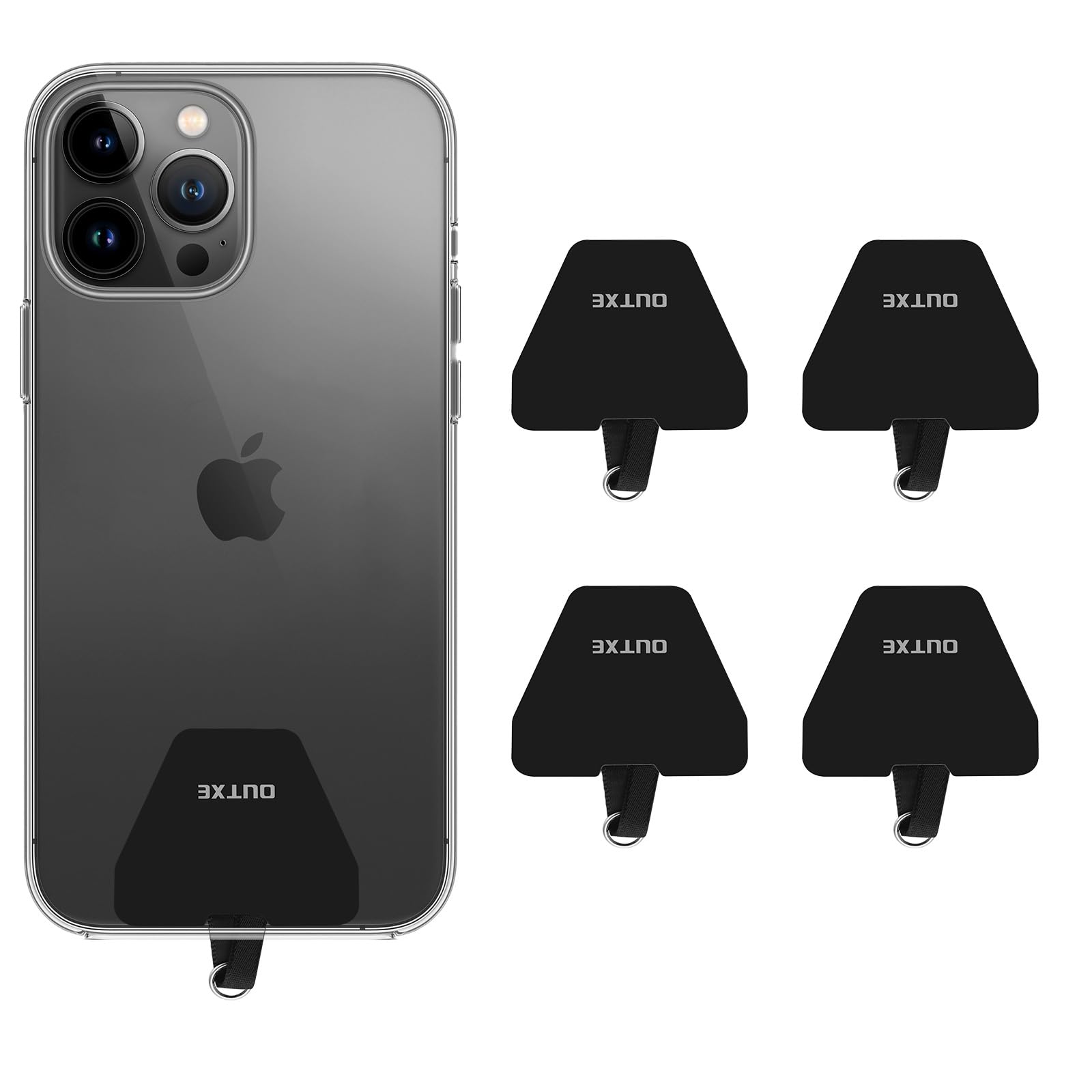 Outxe Universal Phone Tether Tab With Adhesive, 4 Pack Phone Lanyard Replacement Part For Phone Strap   Black