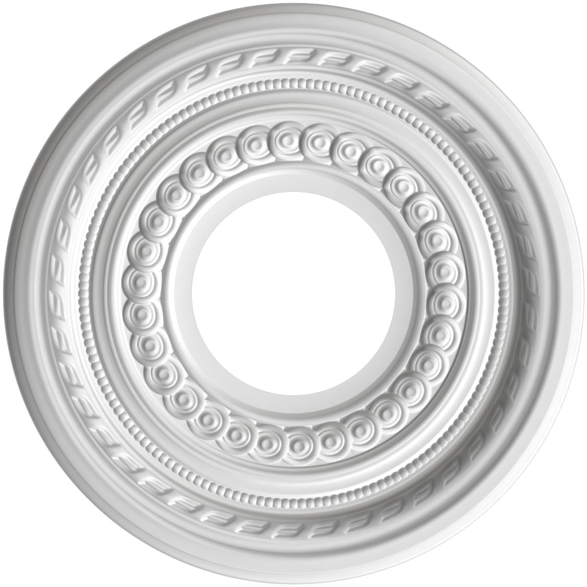 Ekena Millwork 10Od X 3 1/2Id X 3/4P Cole Thermoformed Pvc Ceiling Medallion (Fits Canopies Up To 4 1/4), Ultracover Satin Londo