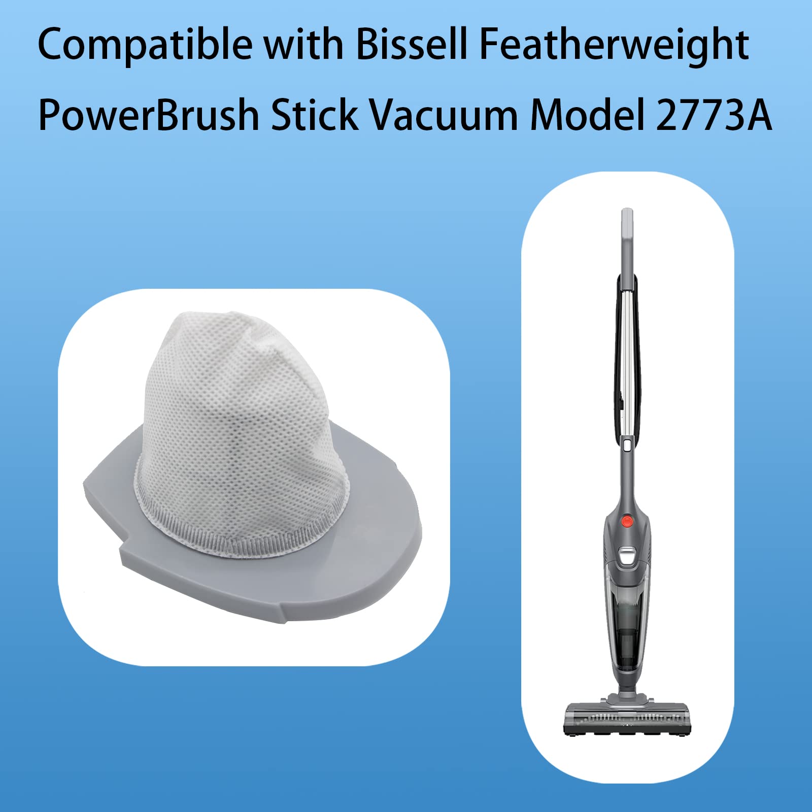 2 Pack 2773A Filter Compatible With Bissell 3 In 1 Lightweight Featherweight Powerbrush Vacuum Model 2773, 2773A Models