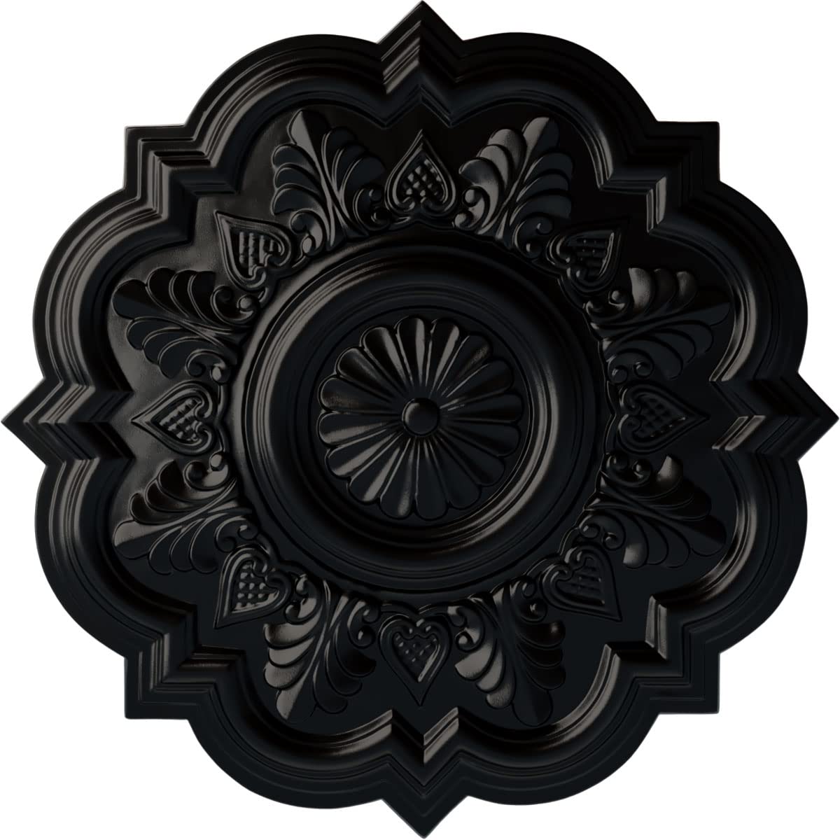 Ekena Millwork CM20DRBLF Deria Ceiling Medallion, Jet Black