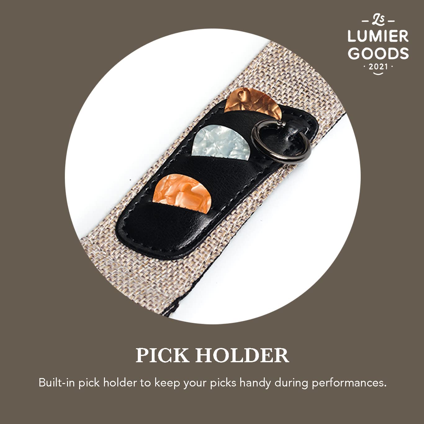 Guitar Strap For Bass, Electric & Acoustic Guitar, Strap Locks Included (Beige), One Size, (Lmr00_0312)