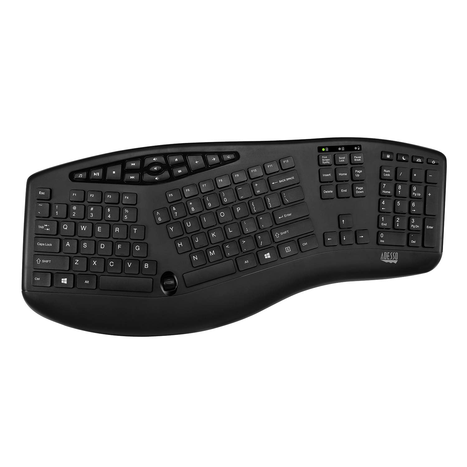 Adesso Truform Media 1600 (Wkb 1600Cb) 2.4Ghz Rf Wireless Ergonomic Keyboard And Optical Mouse , Multi Media Keys And Adjustable
