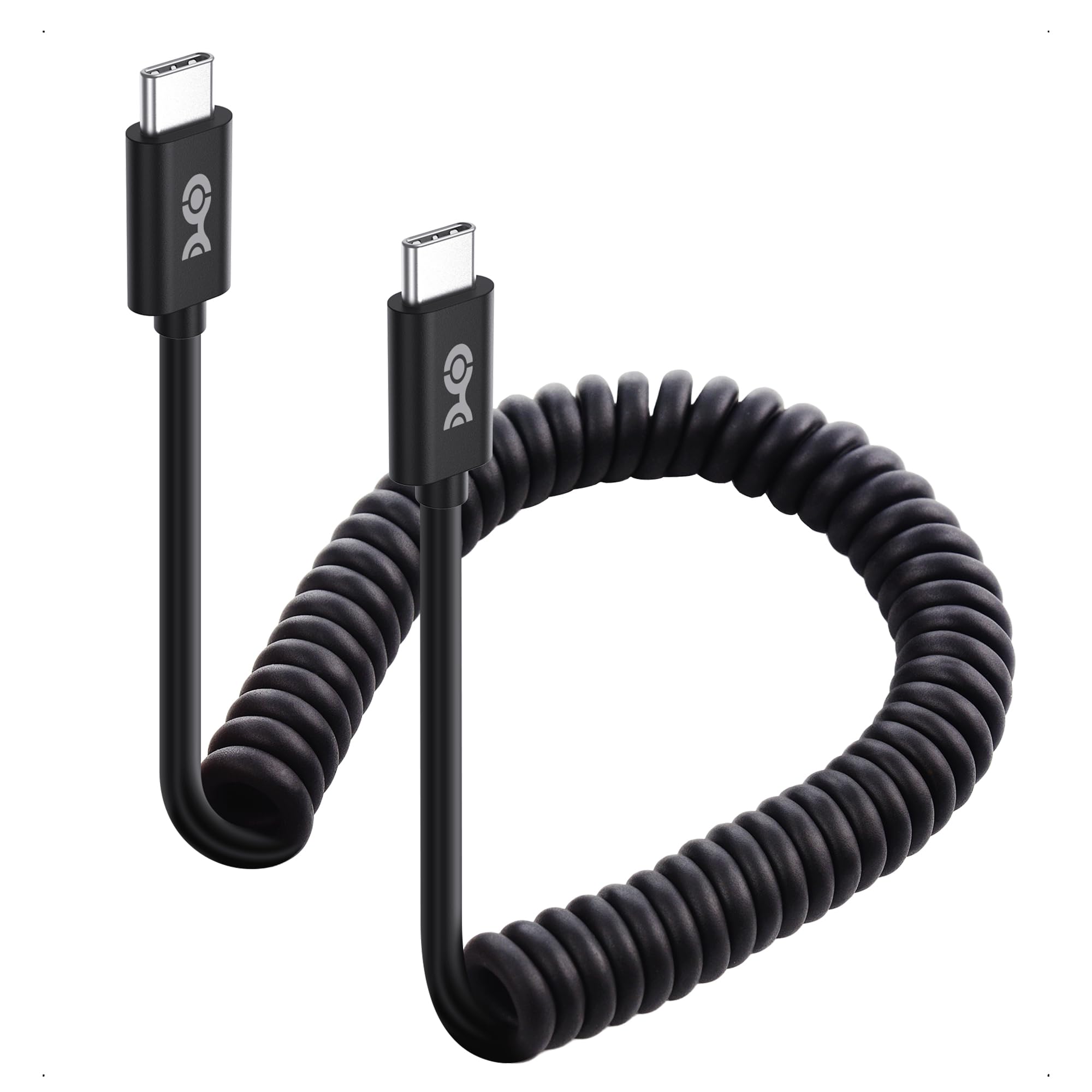 Cable Matters Coiled USB C to USB C Cable 1 4 Feet, Up to [60W Charging, 480Mbps Data Transfer] Compatible with Apple CarPlay, Android Auto, USB C Charger Cable for iPhone 16/15, Galaxy S24, iPad Pro