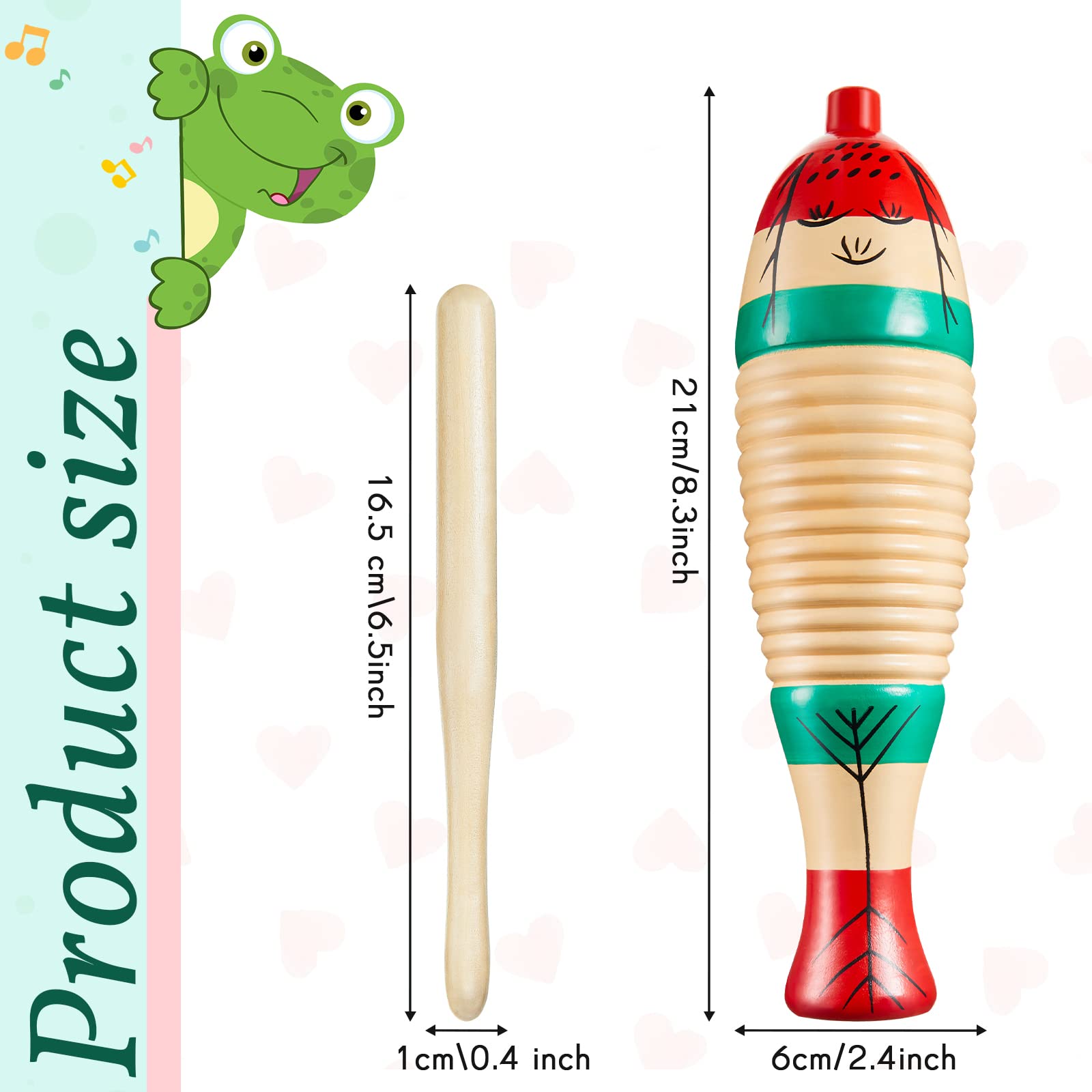 2 Pieces Colorful Fish Shaped Guiro Instrument Latin Percussion Musical Instruments Wooden Frog Instrument Musical Percussion In