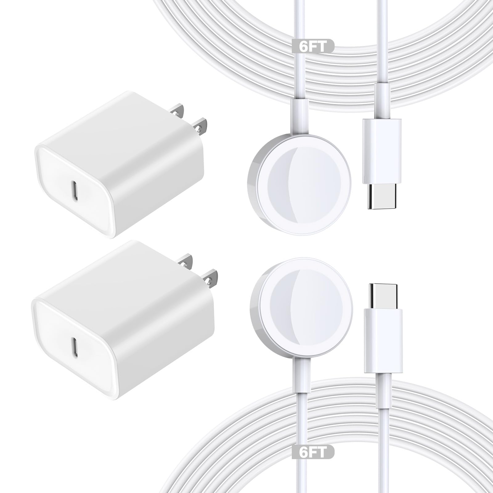 Fast Charging for Apple Watch Charger,2Pack PD USB C Fast iWatch Charger Block with 6FT Magnetic Wireless Cable for iWatch Charg