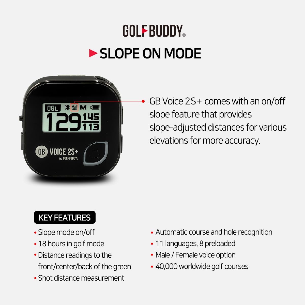 Golf Buddy Voice 2 Se+ Talking Gps Rangefinder, 18 Hours Battery Life Golf Distance Range Finder, Preloaded With 40,000 Worldwide Courses, Easy To Use Golf Navigation For Hat (Black)