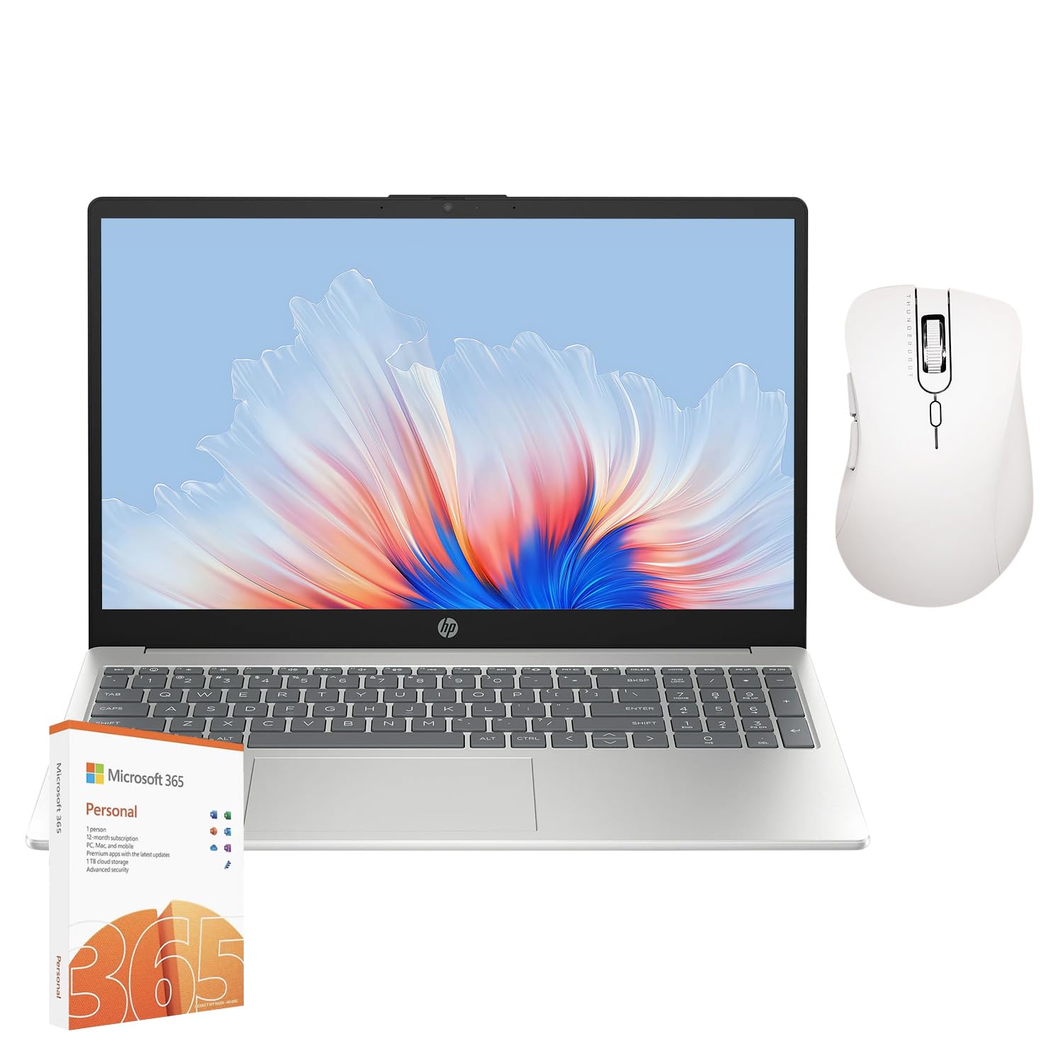 HP 15.6 HD Portable Laptop (Include 1 Year Microsoft 365), Intel Quad-Core Processor, 16GB RAM, 128GB Storage, Wi-Fi 6, Webcam, 