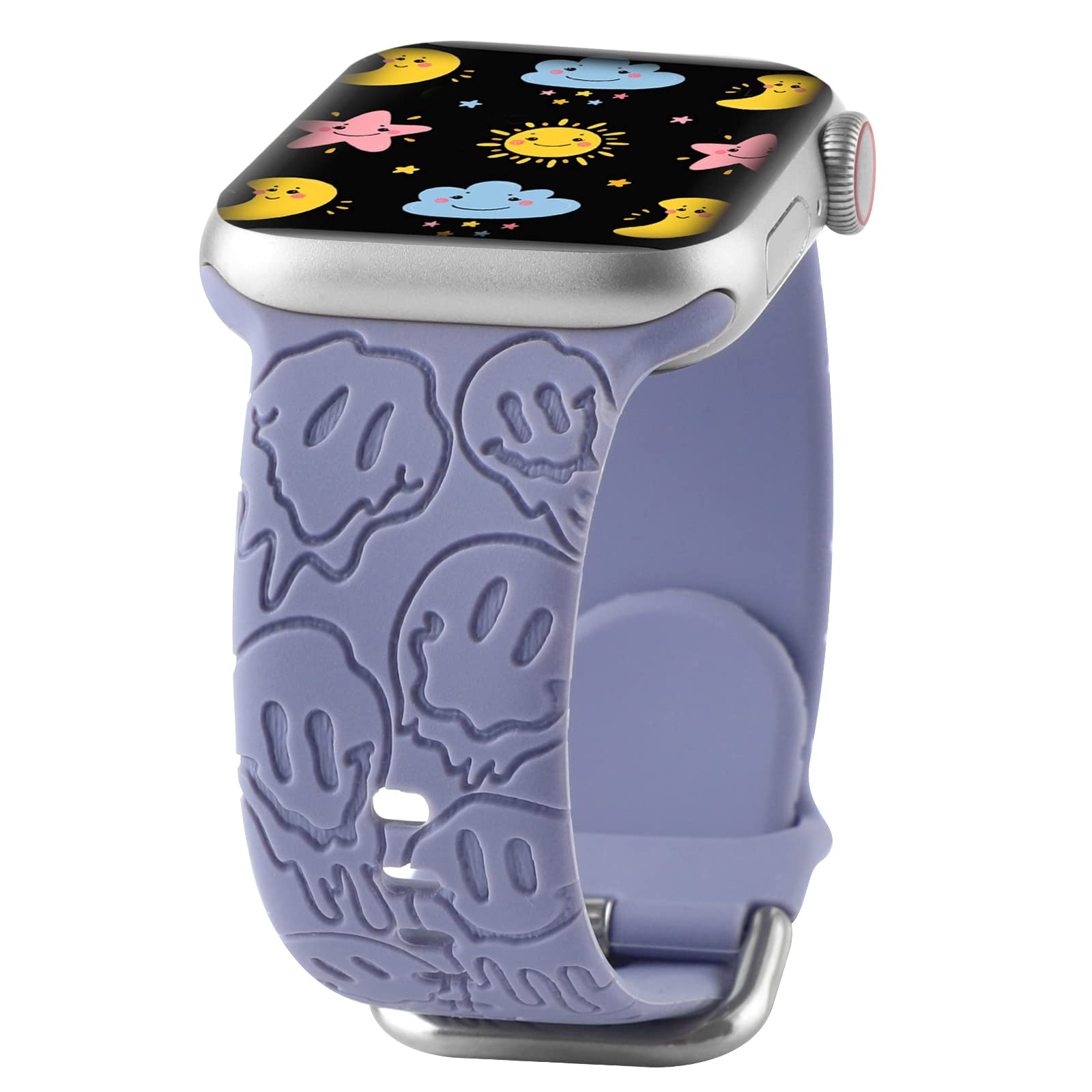 Halloween Ghost Engraved Silicone Band Compatible With Apple Watch 42Mm 44Mm 45Mm 49Mm,Soft Silicone Sport Wristband Cute Strap 