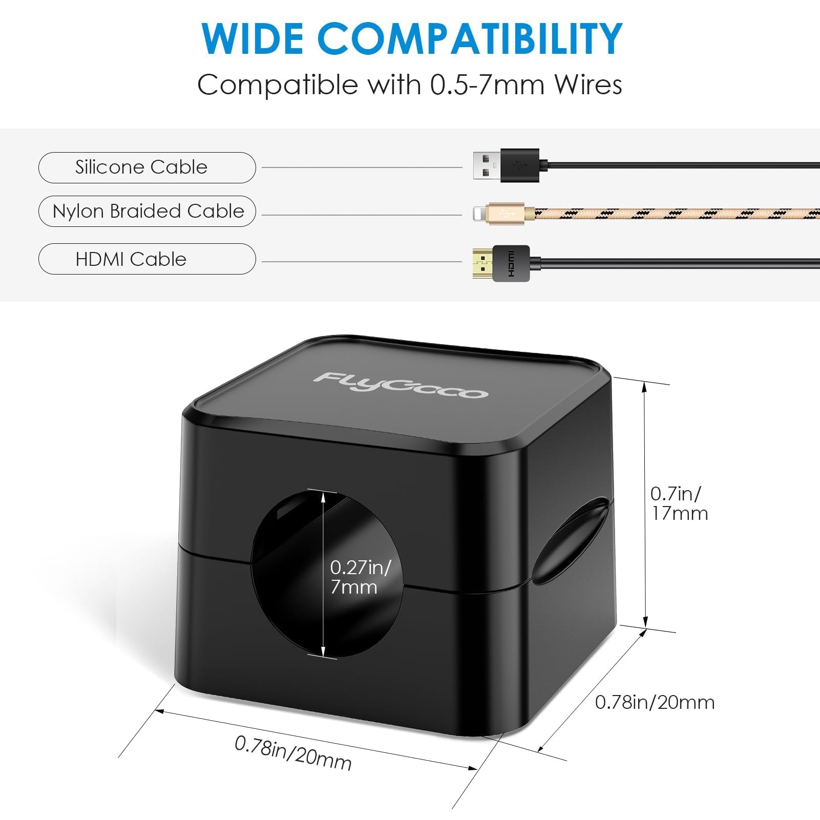 6 Pack Magnetic Cable Clips, Flycoco Cell Phone Cord Holder For Nightstand, [Smooth Adjustable] Charger Cord Holder For Home Off