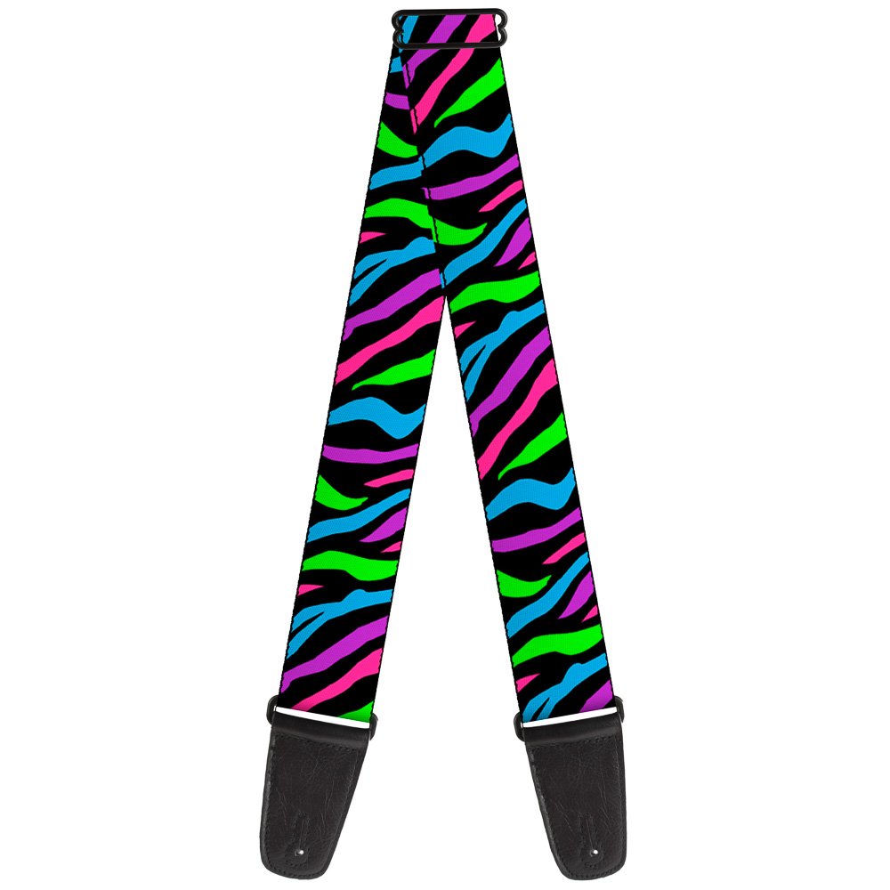 Guitar Strap Zebra Black Blue Green Pink Purple 2 Inches Wide