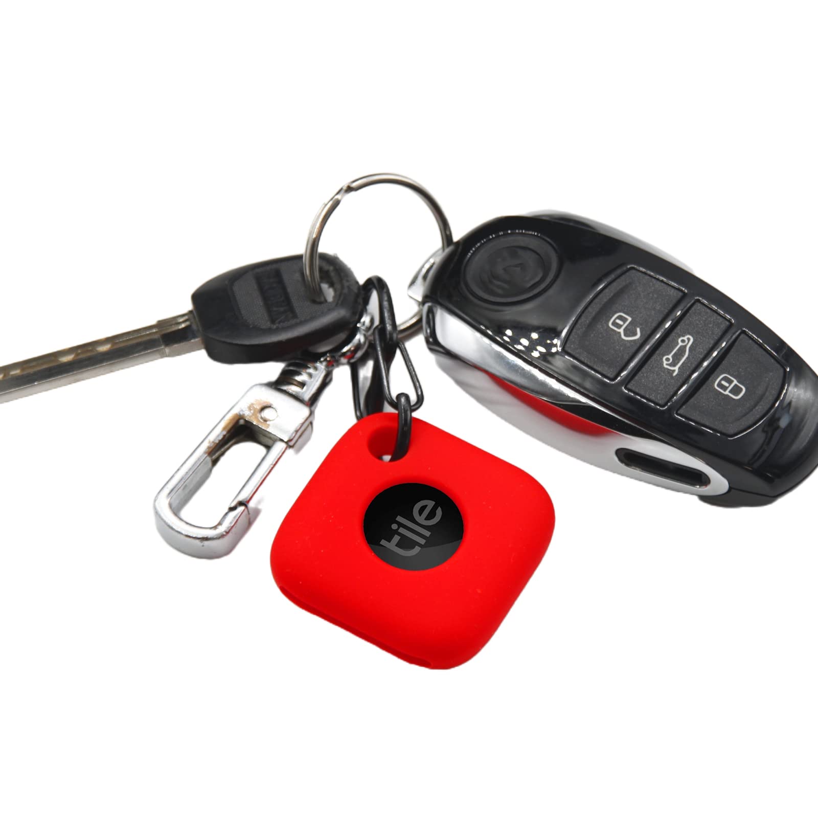 Silicone Case For Tile Pro 2020 & 2018 With Keychains, 2 Pack Anti Scratch Protective Cover With Carabiner (Black/Red)