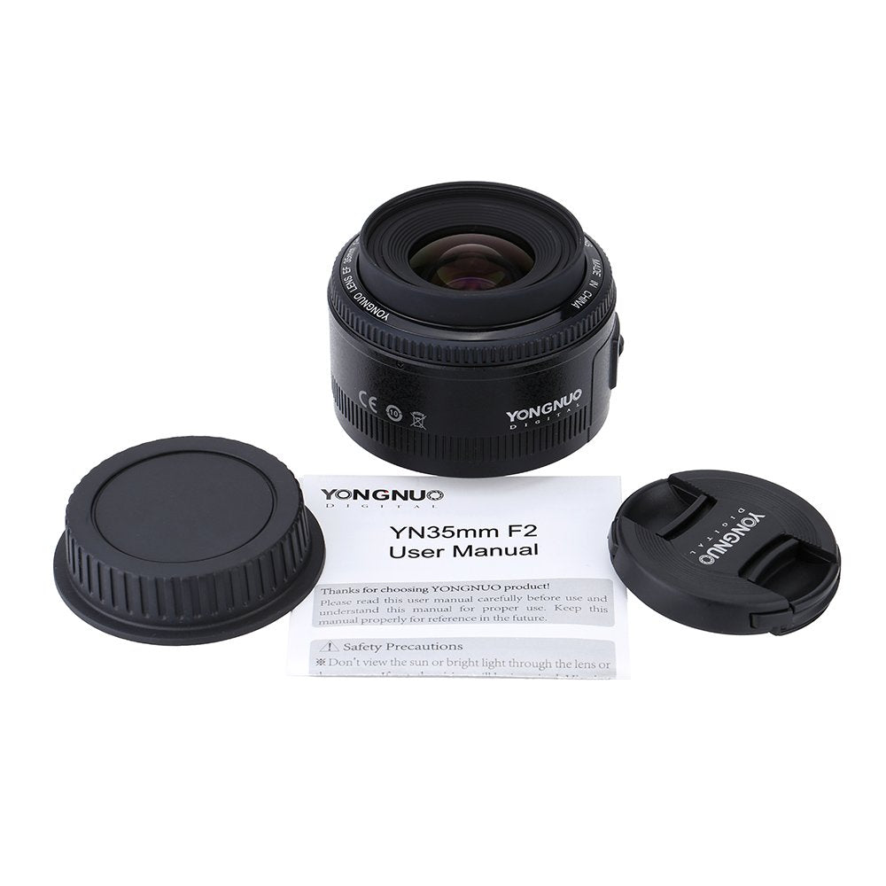 Yongnuo Yn35Mm F2 Lens 1:2 Af/Mf Wide-Angle Fixed/Prime Auto Focus Lens For Canon Ef Mount Eos Camera
