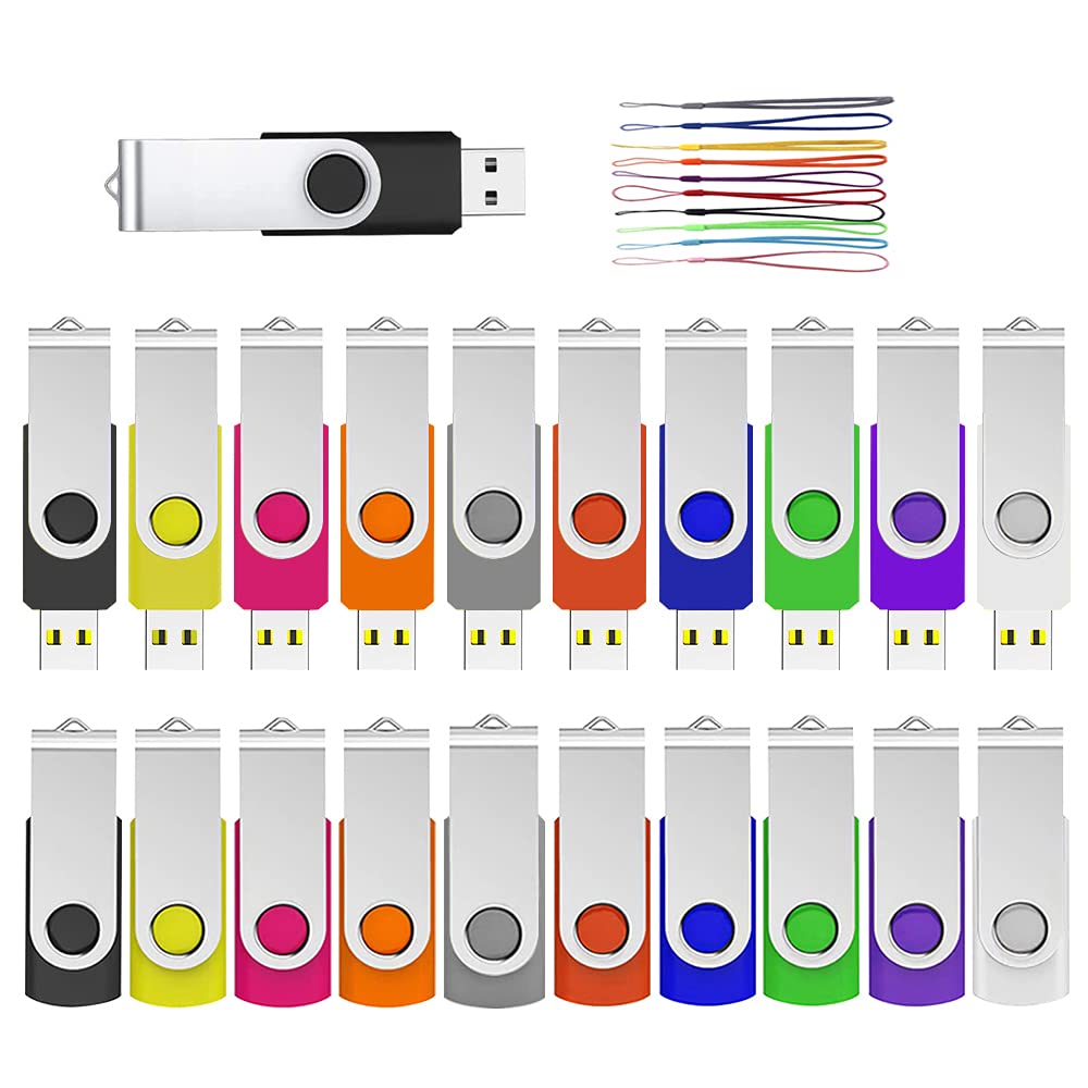 512Mb 20 Pack Flash Drives Bulk, Ablaze Usb 2.0 Thumb Drives Bulk With Lanyards Swivel Memory Stick Bulk Flash Drives 20 Pack 51