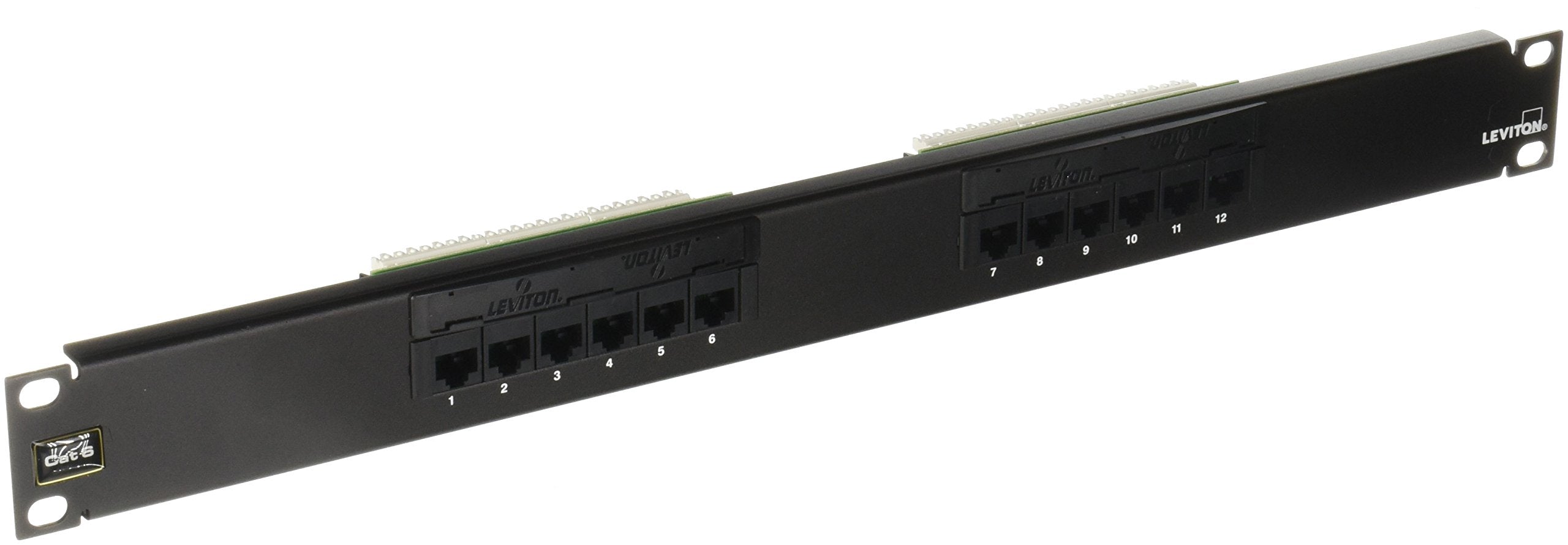 Leviton eXtreme Cat 6+ Flat 110-Style Patch Panel, 1RU, 12-Port, 69586-U12