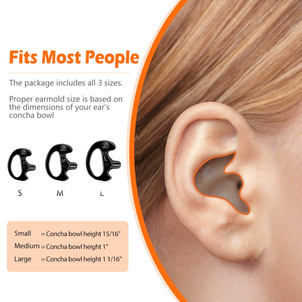 Zeadio 8-Pair Pro-Grade Covert Surveillance Earbud, Replacement Ear Insert, Silicon Earmold Earplug For Two-Way Radio Earpiece A