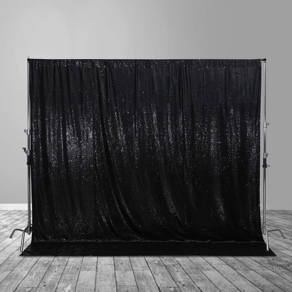 Black Sequin Backdrop Curtains, Black Backdrop 6Ftx6Ft Glitter Photo Backdrop Curtain For Party Decoration