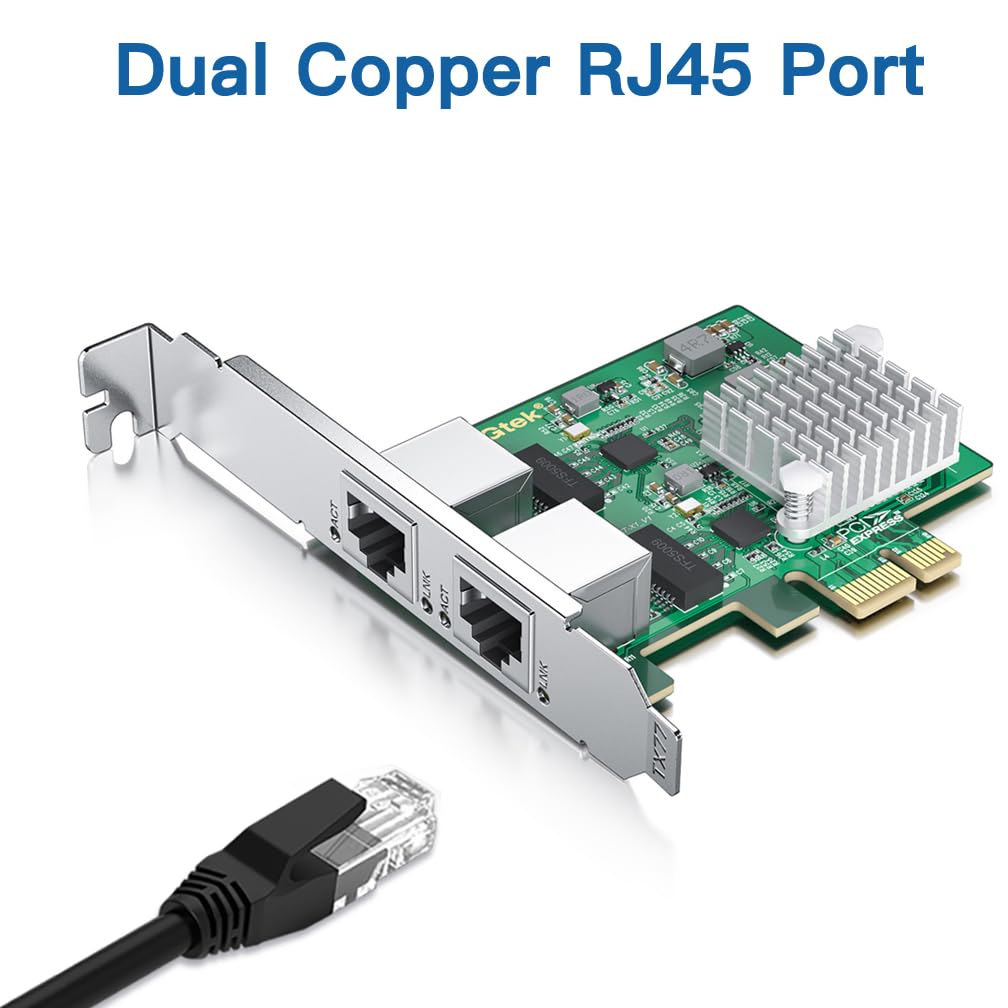 2.5Gbase T Pcie Nic With Realtek Rtl8125 Chip, 2.5Gb Network Card, 2500/1000/100 Mbps,Dual Rj45 Ports, Pcie X1, Ethernet Card Fo