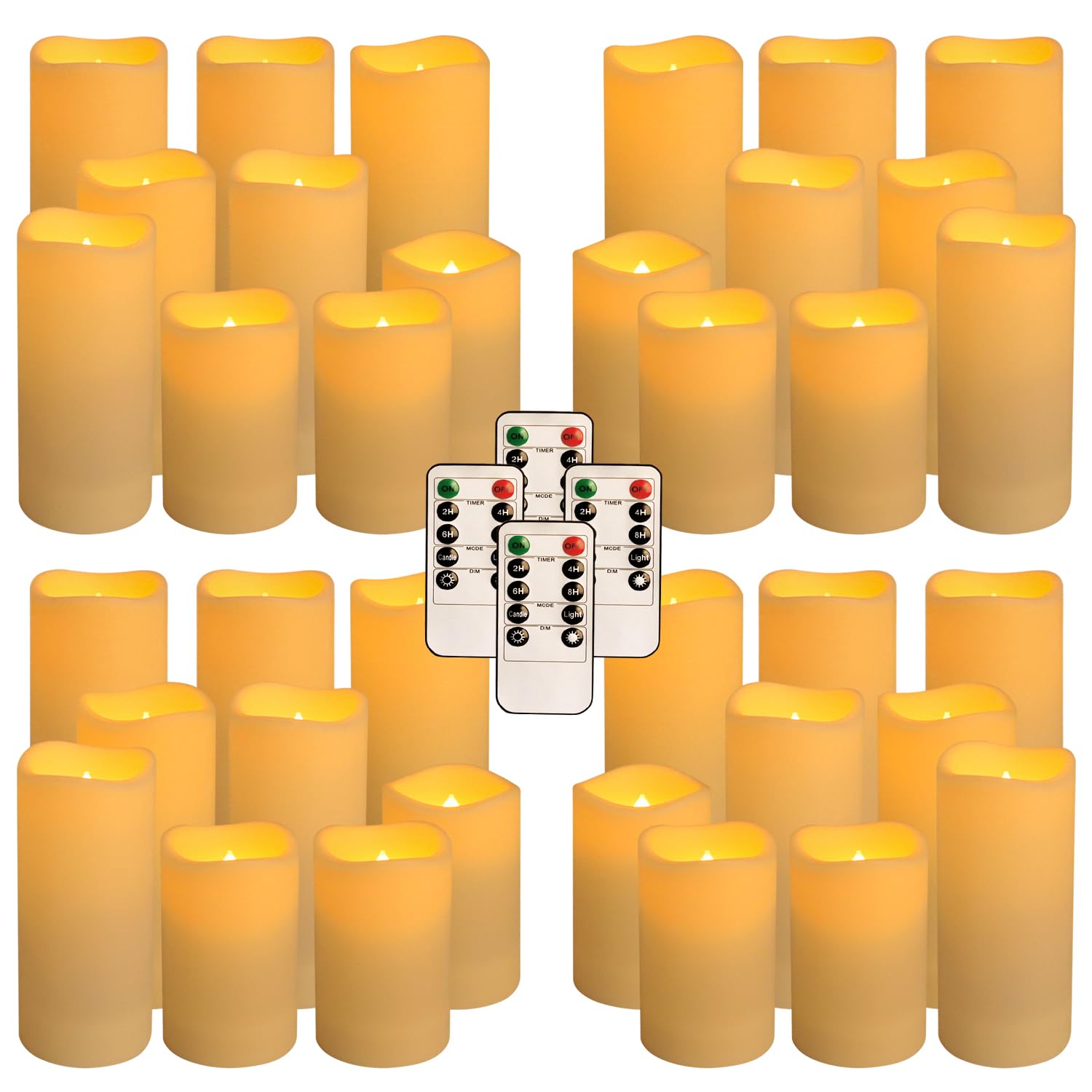 Aamdkcyu 36 Pack Waterproof Flameless LED Candles - Outdoor Battery Operated Candles with Remote & Timer, Realistic Flickering F