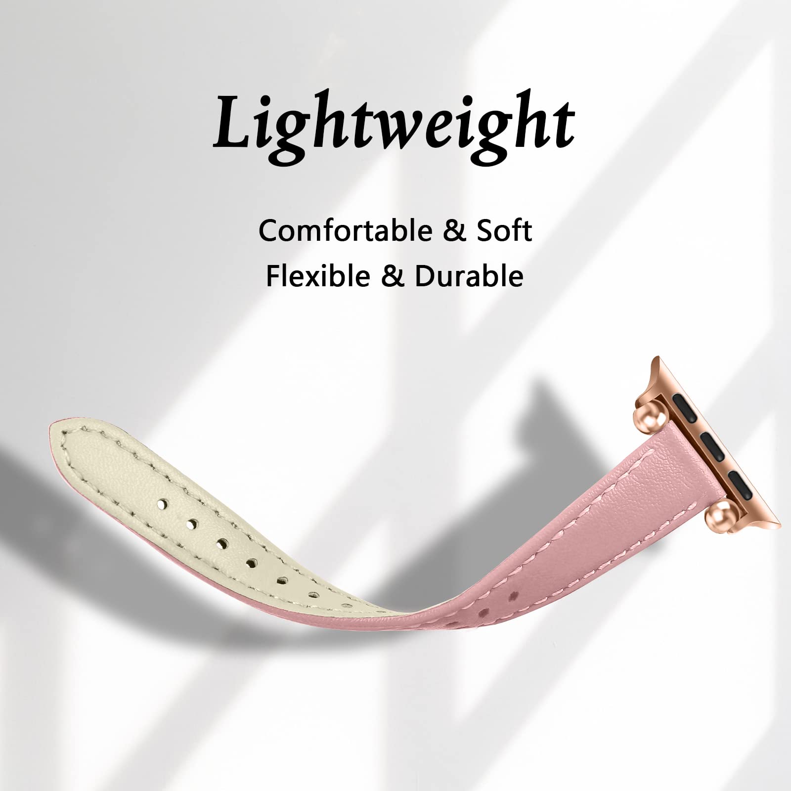 Joyozy Slim Leather Band For Women Compatible With Apple Watch 49Mm 45Mm 44Mm 42Mm 41Mm 40Mm 38Mm, Cute Fancy Top Genuine Leathe