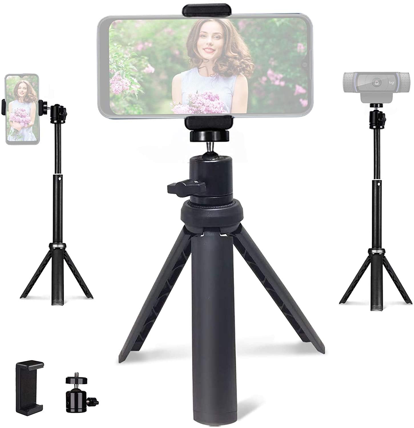 Nexigo Lightweight Mini Tripod For Camera/Phone/Webcam, Extendable Stand, For Nexigo Logitech Webcam C920 C922 C925E C922X C930E C930 C615 Brio And Other Devices With 1/4' Thread