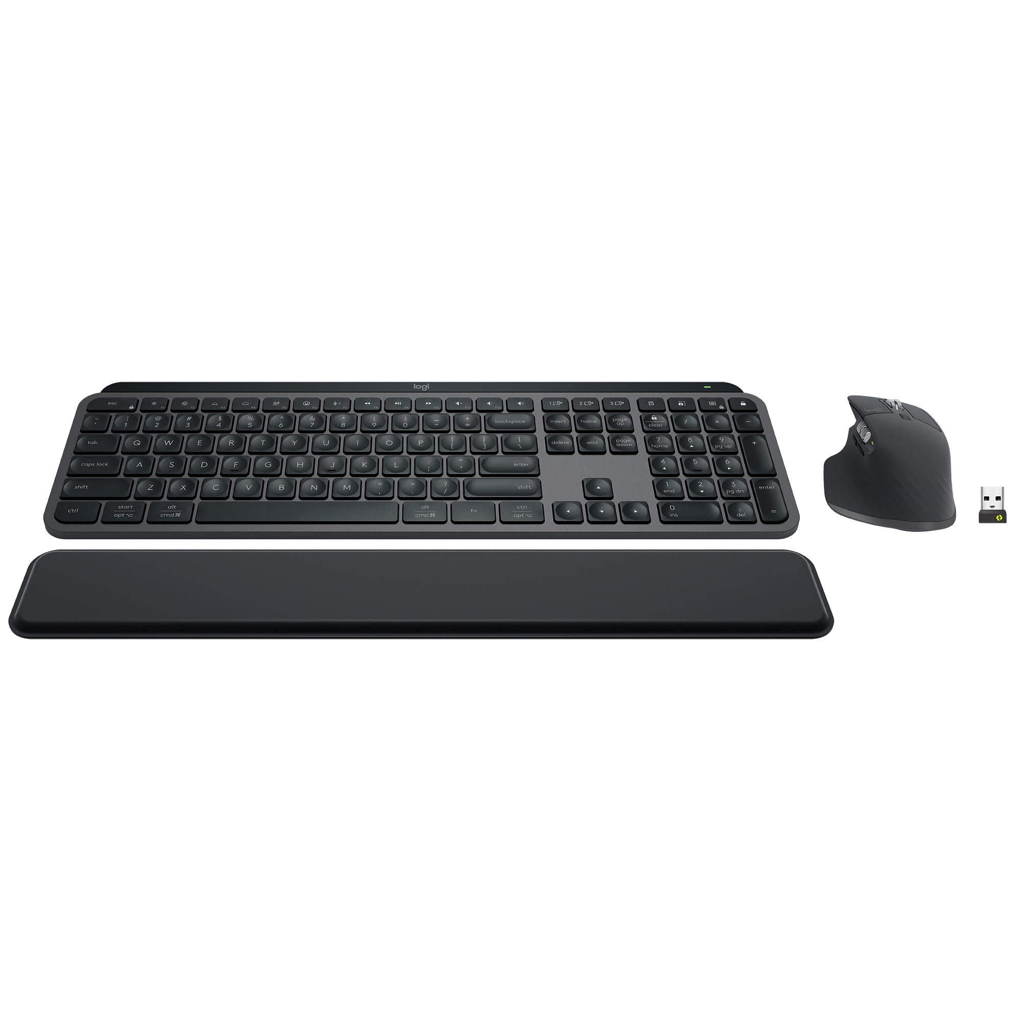 Logitech Mx Keys S Combo - Performance Wireless Keyboard And Mouse With Palm Rest, Customizable Illumination, Fast Scrolling, Bl