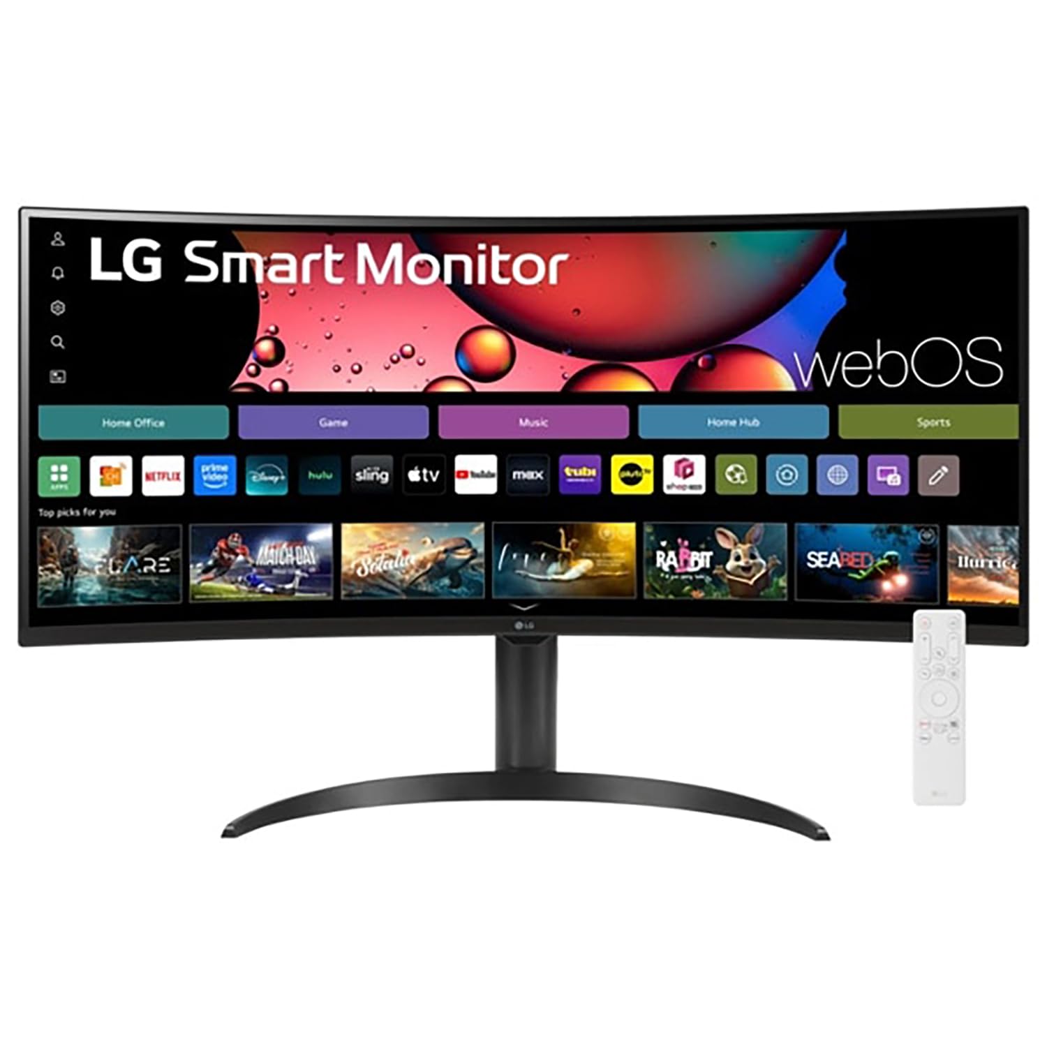 LG 34 Curved UltraWide WQHD(3440x1440) Smart Monitor with HDR10 99% sRGB, 100Hz, Magic Remote, AirPlay 2 & Adjustable Stand, web