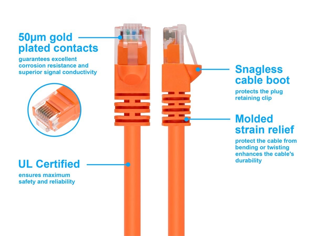 Monoprice 5Ft 24Awg Cat6 550Mhz Utp Ethernet Bare Copper Network Cable   Orange