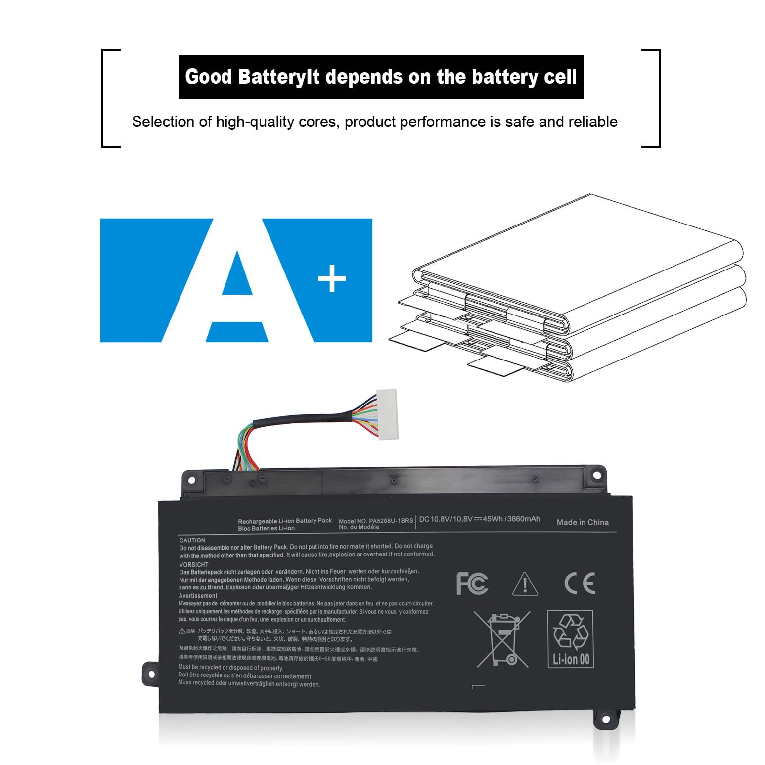 Gomarty PA5208U-1BRS Li-Polymer Laptop Battery for Toshiba Satellite P55W E45W Chromebook CB35 Black 10.8V 3860mAh