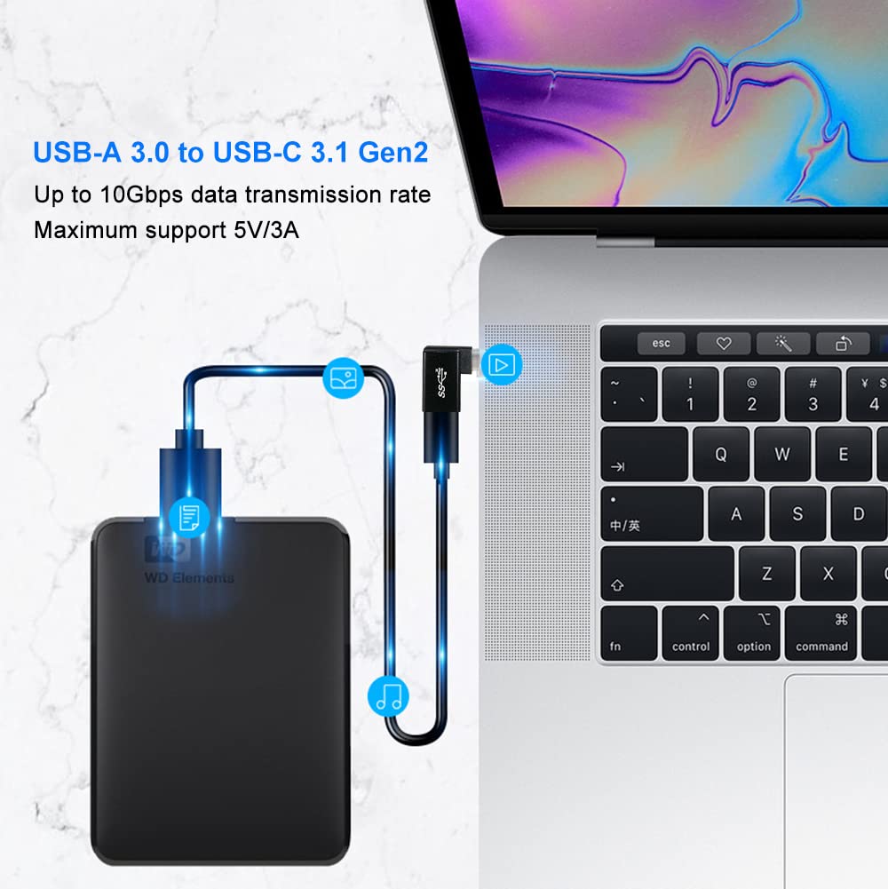 Usb C To Usb 3.0 Adapter 90 Degree (3 Pack), Usb A 3.0 Female To Usb C 3.1 Male Right Angle Otg Adapter Compatible With Macbook