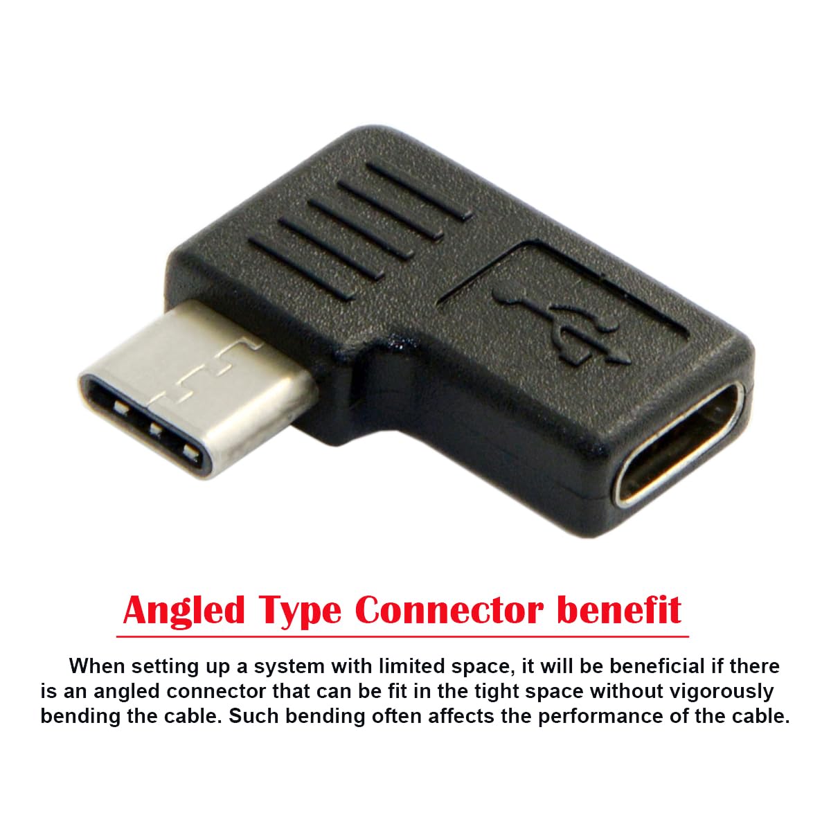 Cy 90 Degree Left Right Angled Reversible Usb 3.1 Type C Male To Female Extension Power Data Video Adapter For Laptop Phone