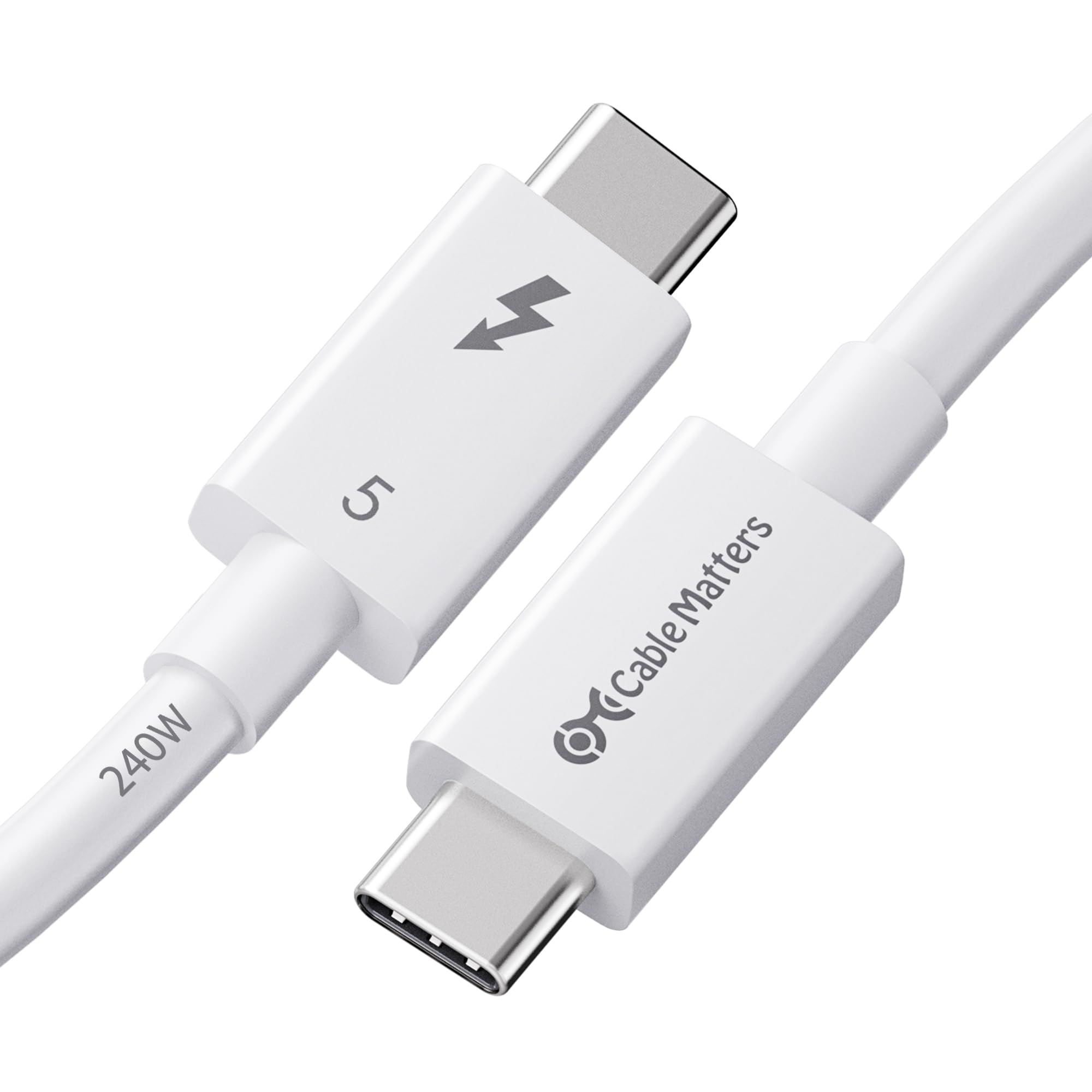 Cable Matters [Intel Certified] 80Gbps Thunderbolt 5 Cable with up to 120Gbps Bandwidth Boost and 240W Charging in White   1m / 3.3ft, Compatible with Thunderbolt 4, USB 4 and USB C
