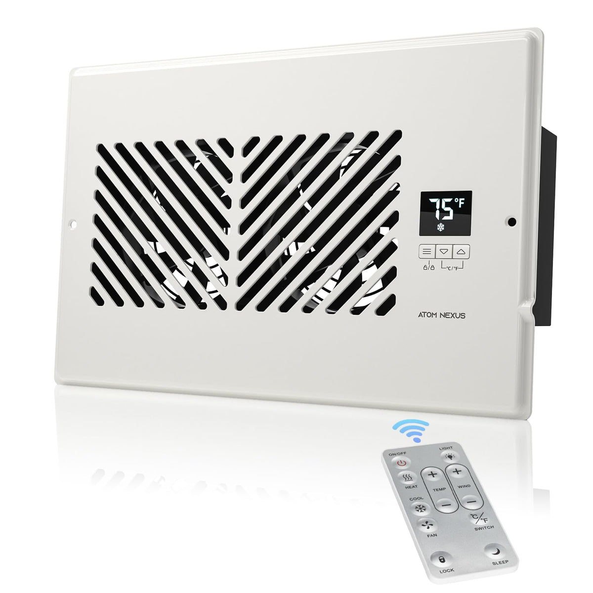 Atom Nexus Register Booster Fan Fits 6   X10    Register Holes, Smart Vent Booster Fan With Thermostat Control & Remote Control,