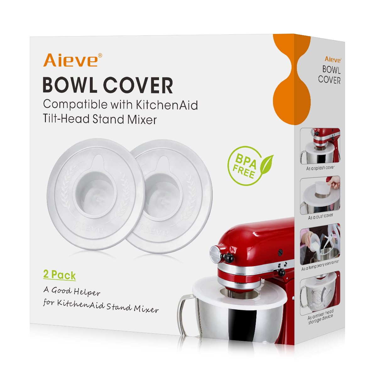 Aieve Mixer Bowl Covers, Mixer Splatter Guard Lids For Kitchenaid 4.5 5Qt Tilt Head Stand Mixer(2 Pack)