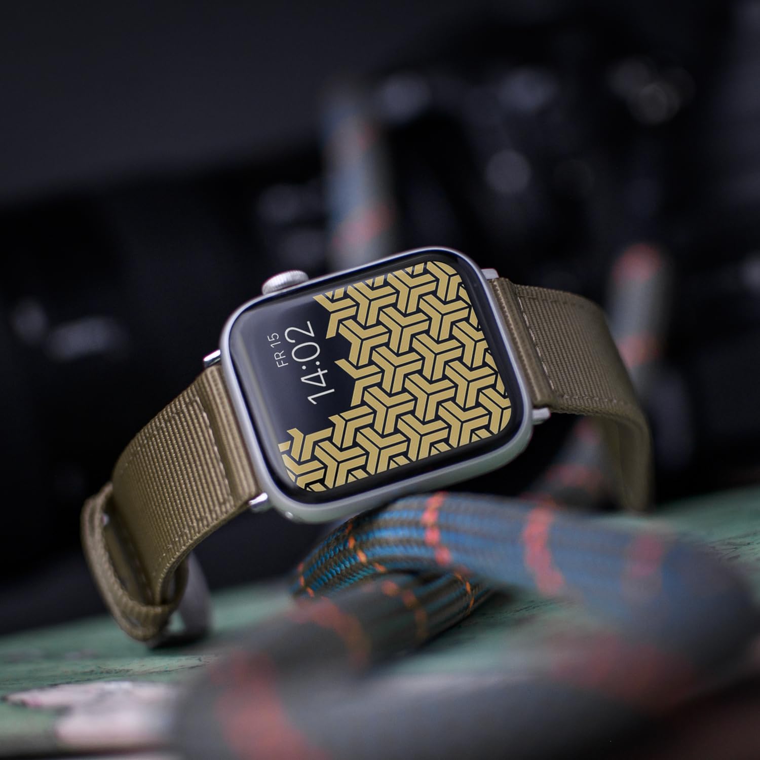 Archer Watch Straps - Premium Nylon Straps For Apple Watch (Khaki, Stainless, 44/45/46/49Mm)