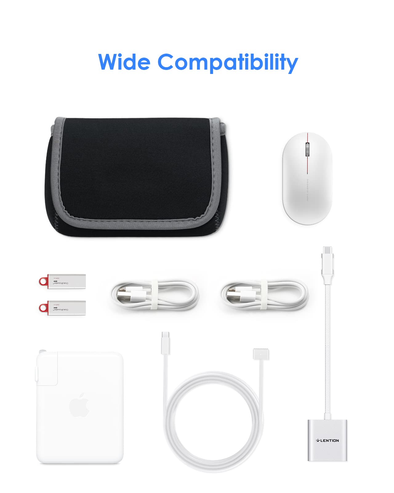 Lention Storage Medium Pouch Bag Cases For Accessories Laptop Macbook Power Adapter, Wireless Mouse, Iphone Chargers, Cellphone,