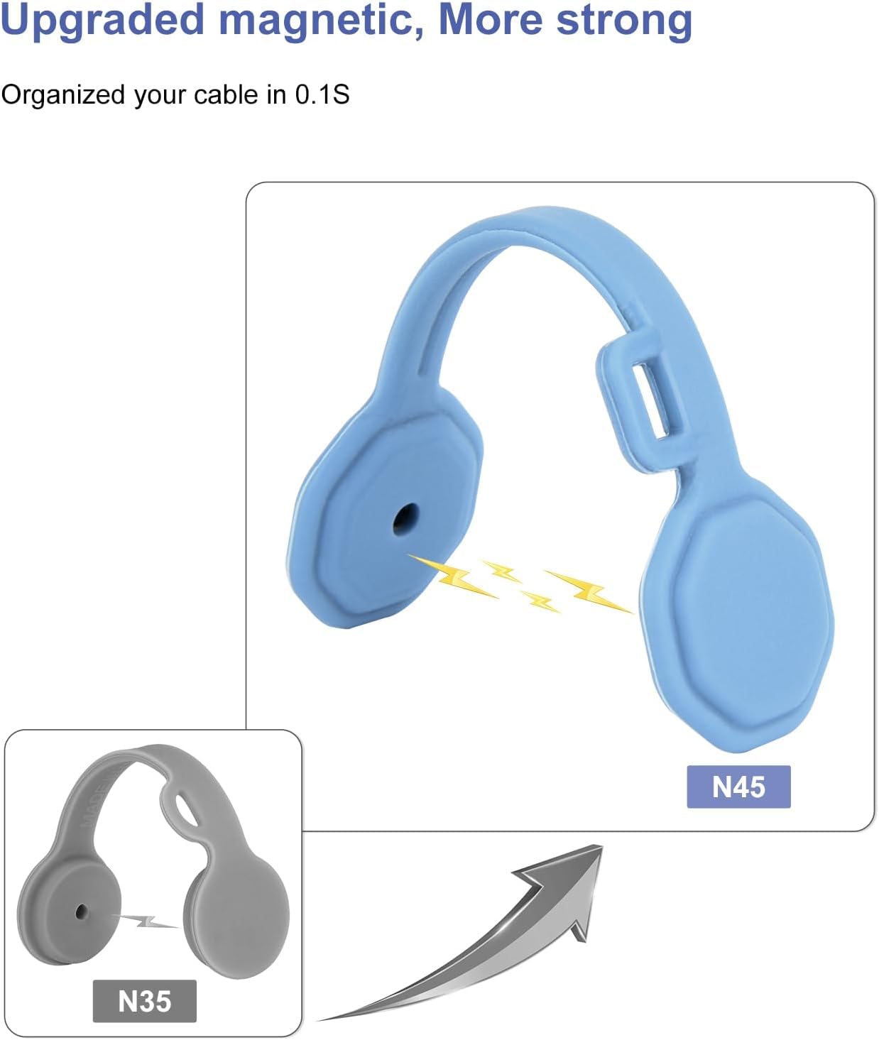 6 Pcs Silicone Magnetic Cable Ties, Cable Clips Cord Organizer [1S] Management Cable Cords, Reusable Magnet Cable Organizer, Pho