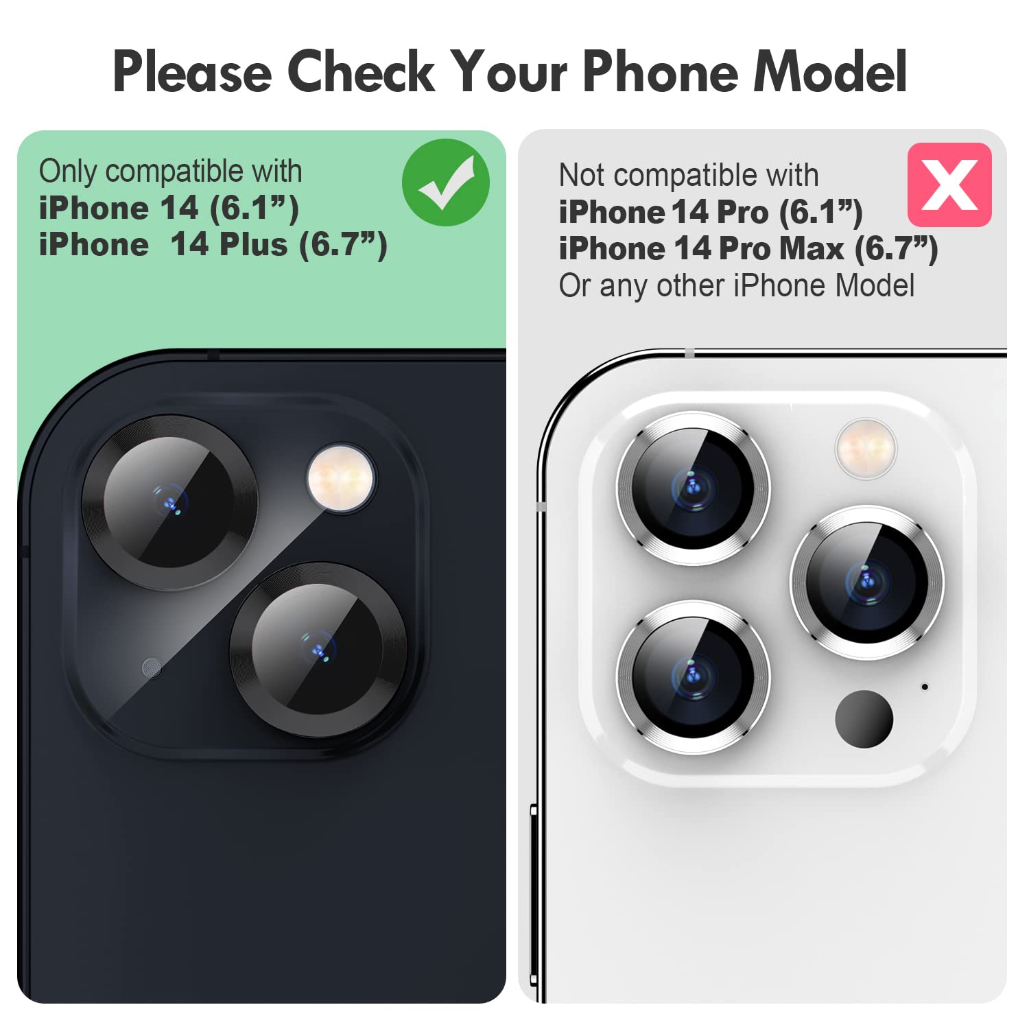 Xfilm Camera Lens Protector For Iphone 14 / Iphone 14 Plus, Strong Adsorption 9H Hardness Tempered Glass Camera Screen Protector