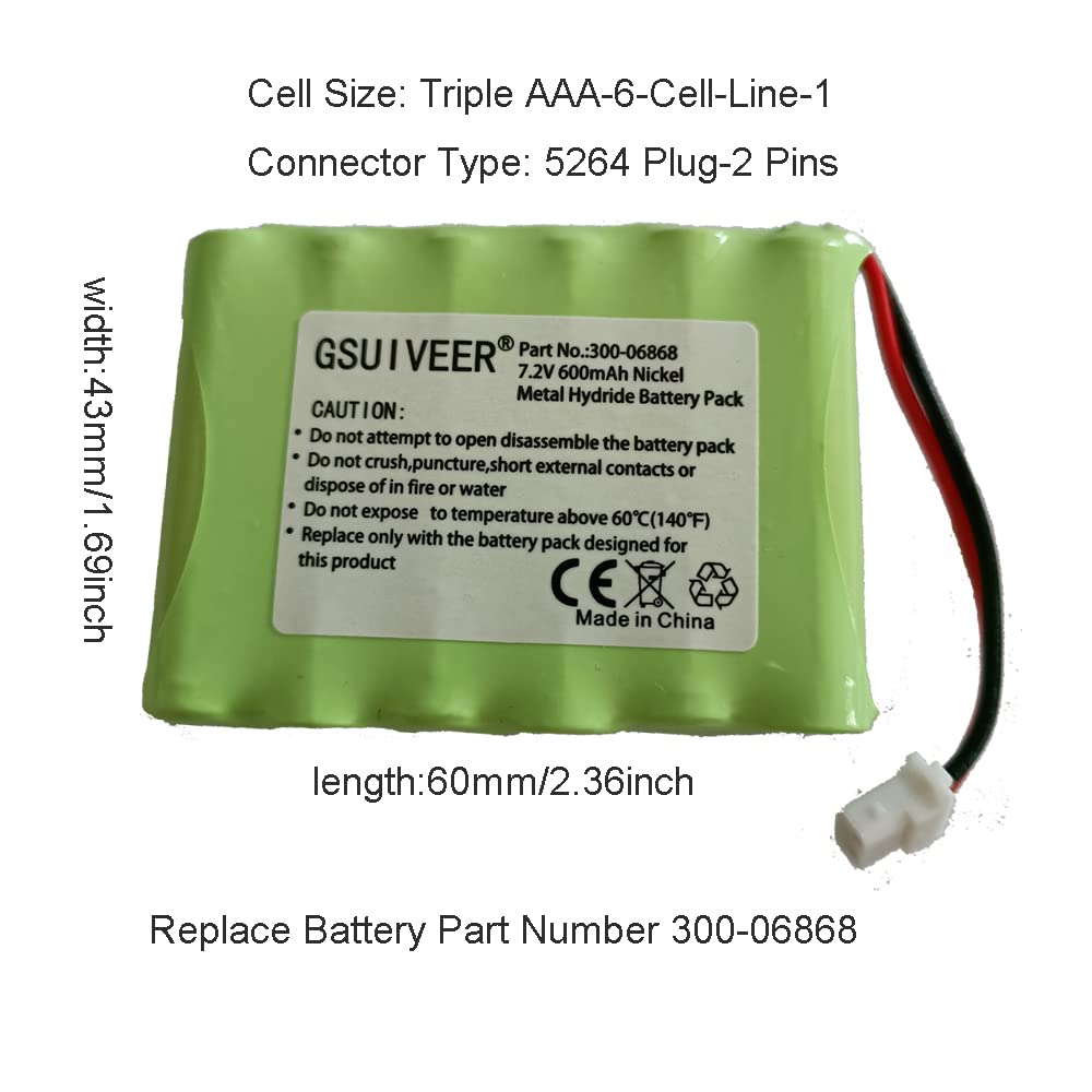 Gsuiveer 300 06868 7.2V 600Mah Battery Compatible With Honeywell 8Dllkp500 8Dltsscbase1 8Dlwltp100 Wltp100 Lkp500 Lyric Smart Pe
