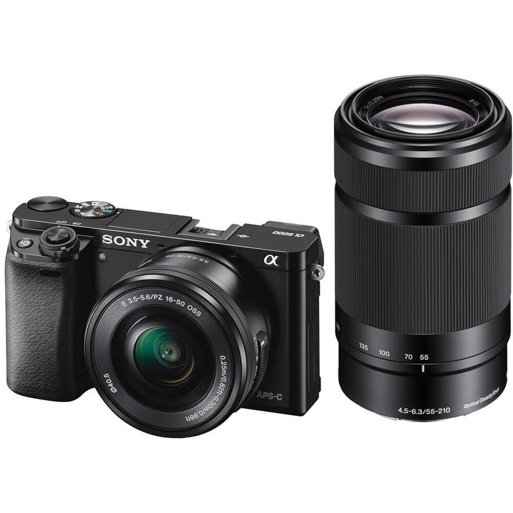 Sony Alpha A6000 Mirrorless Digital Camera W/ 16 50Mm And 55 210Mm Power Zoom Lenses Black