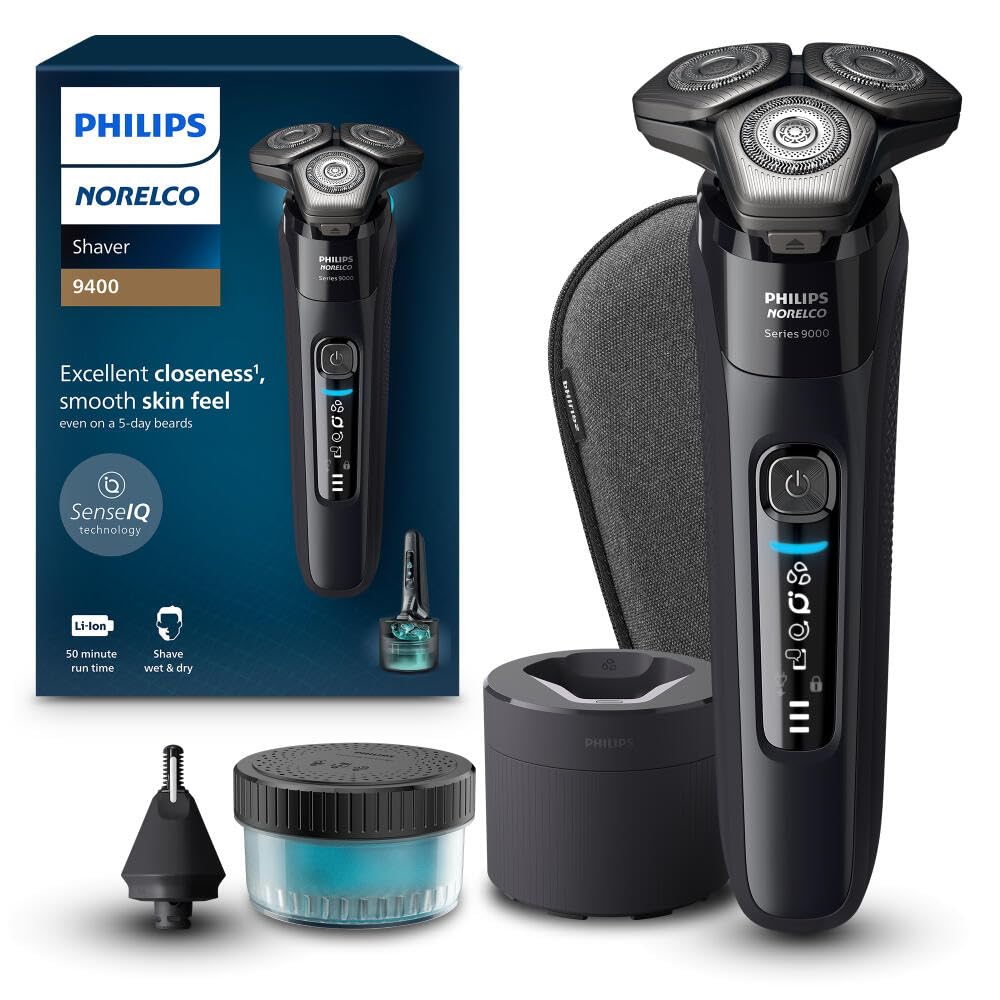 Philips Norelco Shaver Series 9400 Wet And Dry Electric Shaver, With Lift And Cut Shaving System And Senseiq Technology, Pop Up