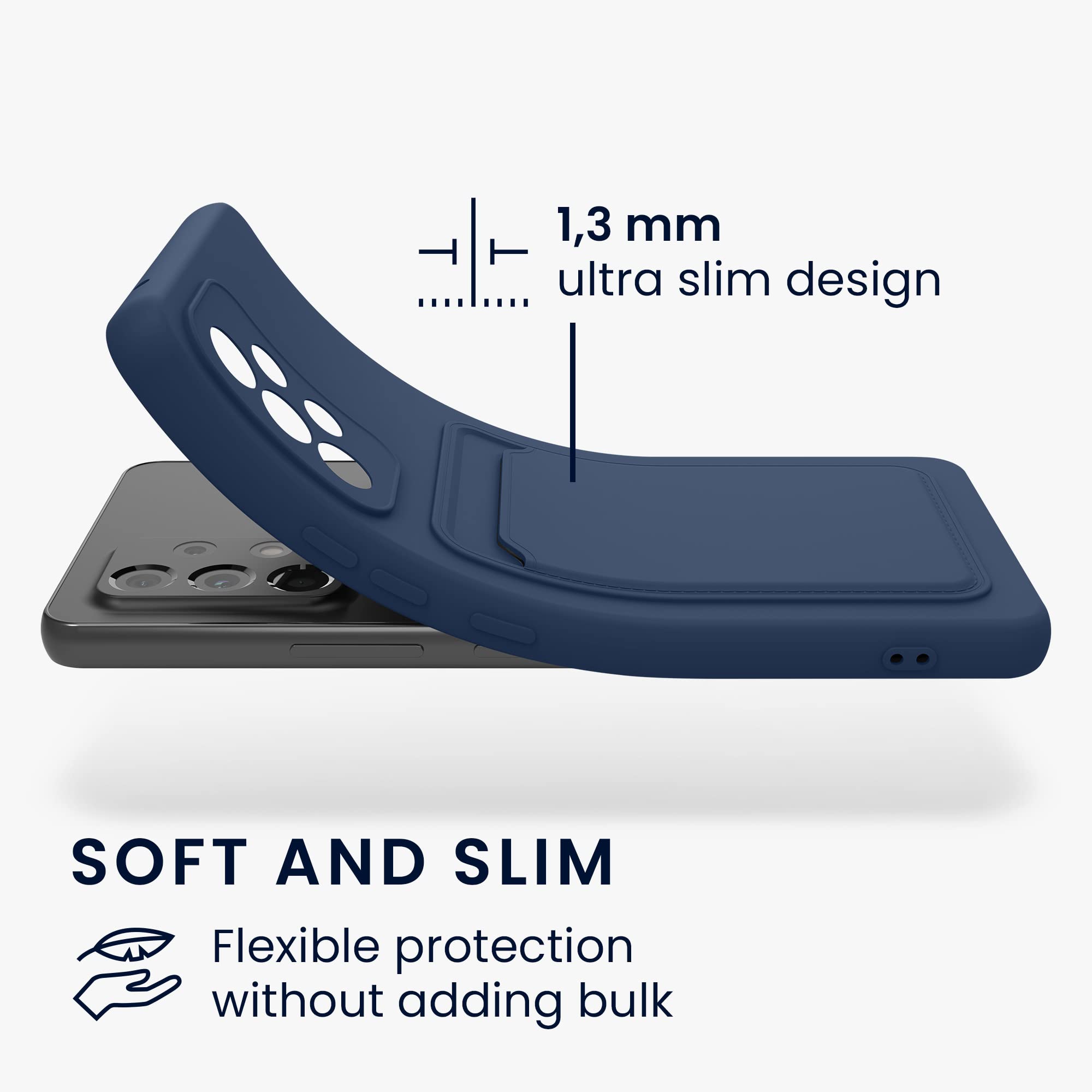 Kwmobile Case Compatible With Samsung Galaxy A53 5G Case - Tpu Phone Cover With Credit Card Holder - Dark Blue