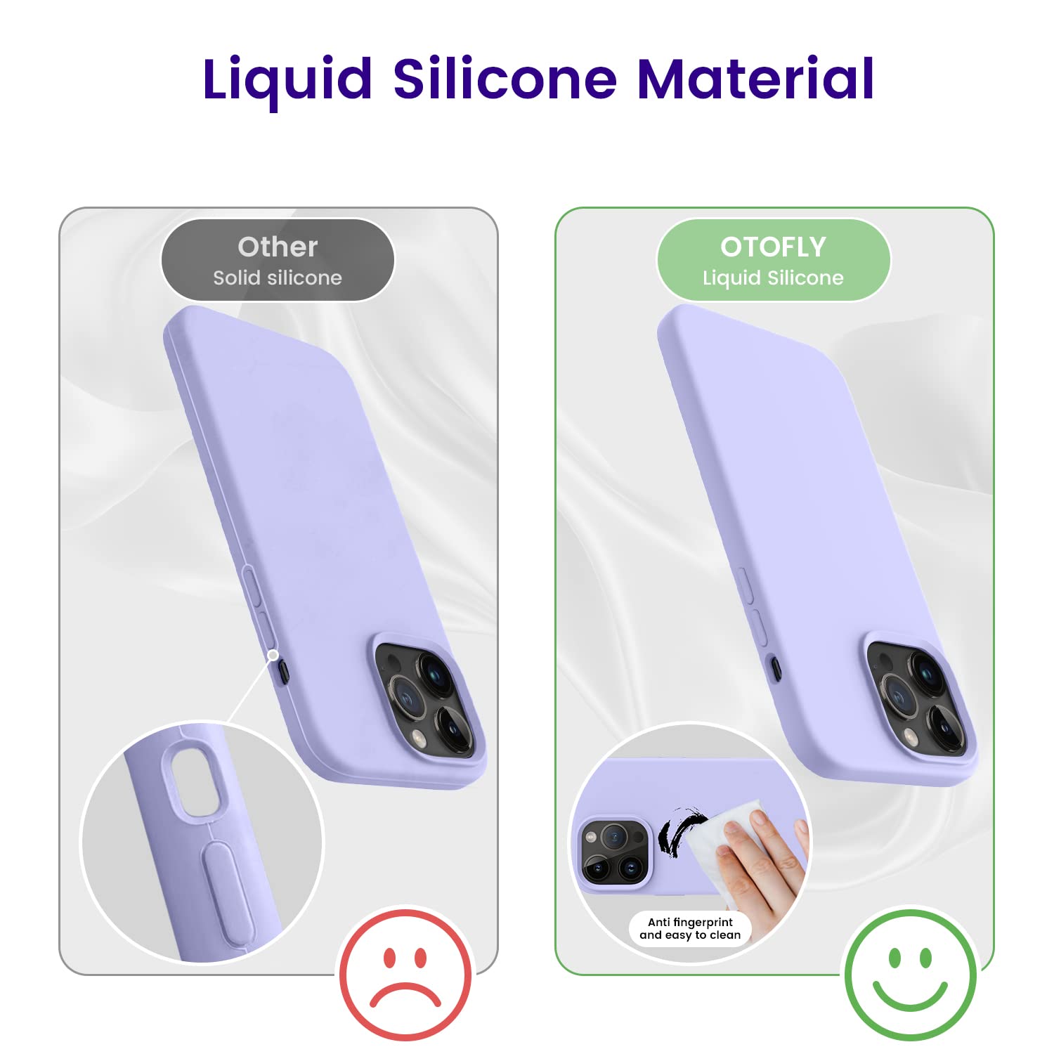 Otofly Designed For Iphone 14 Pro Max Case, Silicone Shockproof Slim Thin Phone Case For Iphone 14 Pro Max 6.7 Inch (Light Purpl