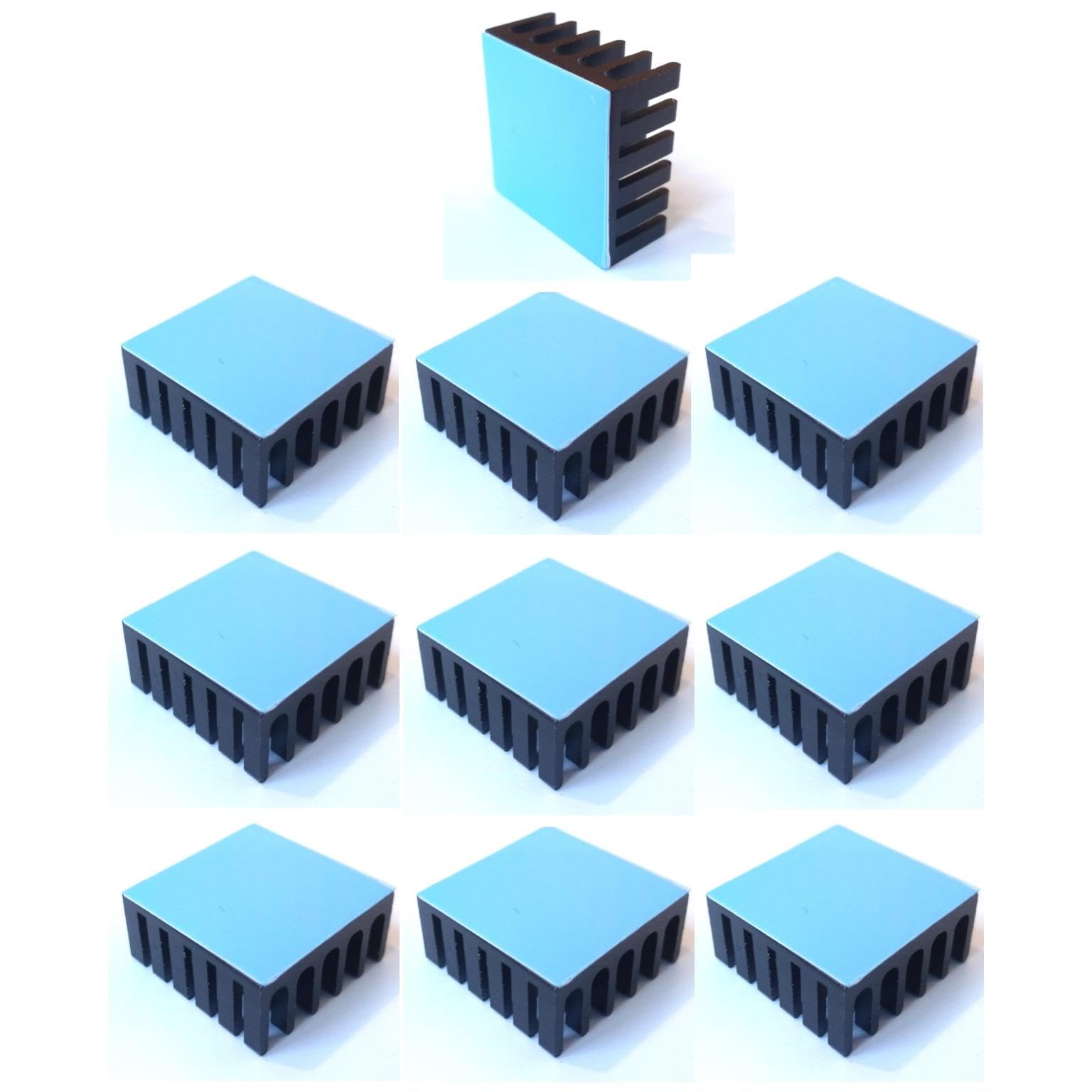 Easycargo 10Pcs 22Mm Heatsink Kit 22X22X10Mm + 3M8810 Thermal Conductive Adhesive Tape, Cooler Heat Sink For Cooling Raspberry Pi Ssd Ps5 M.2 Ssd Nvme 2280 Gpu Ic Chips Vram Vga Ram (22Mmx22Mmx10Mm)