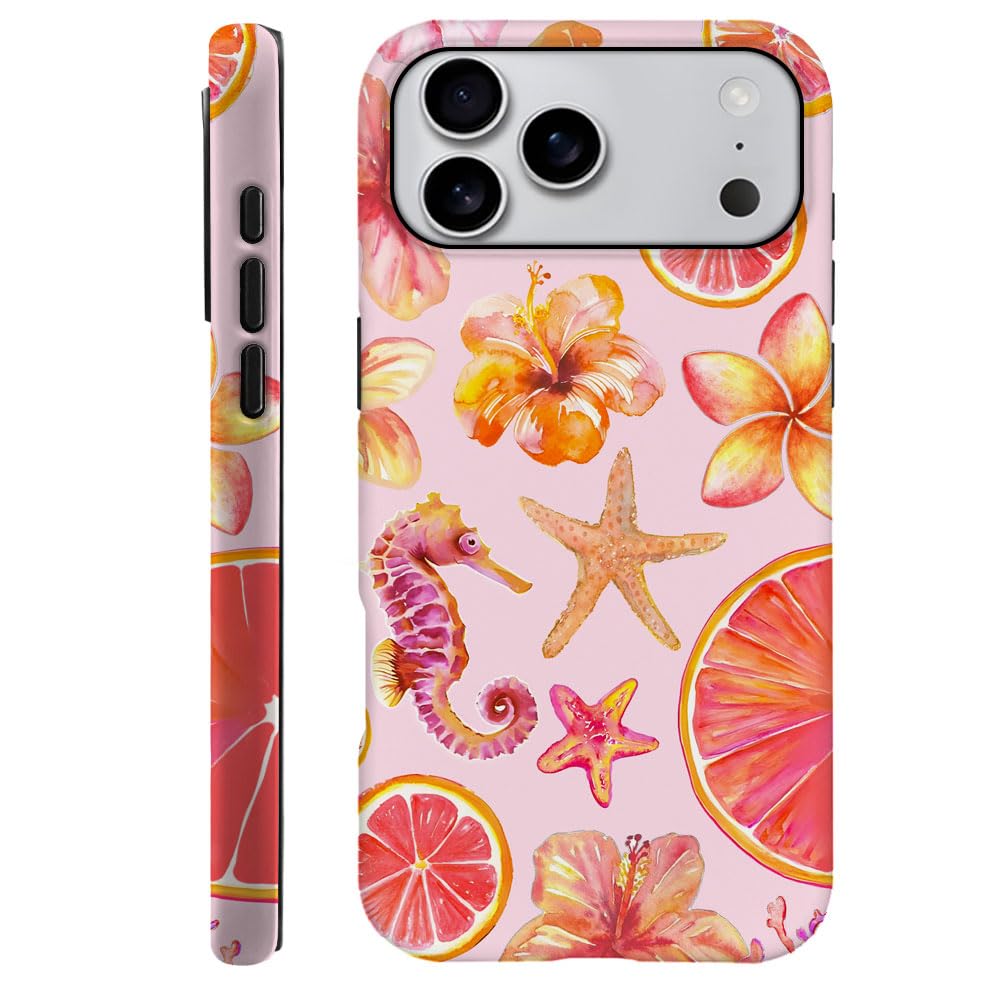 Compatible with iPhone 17 Pro Max,Durable & Shockproof Phone Case Cover Design - Tropical Hibiscus Floral Watercolor